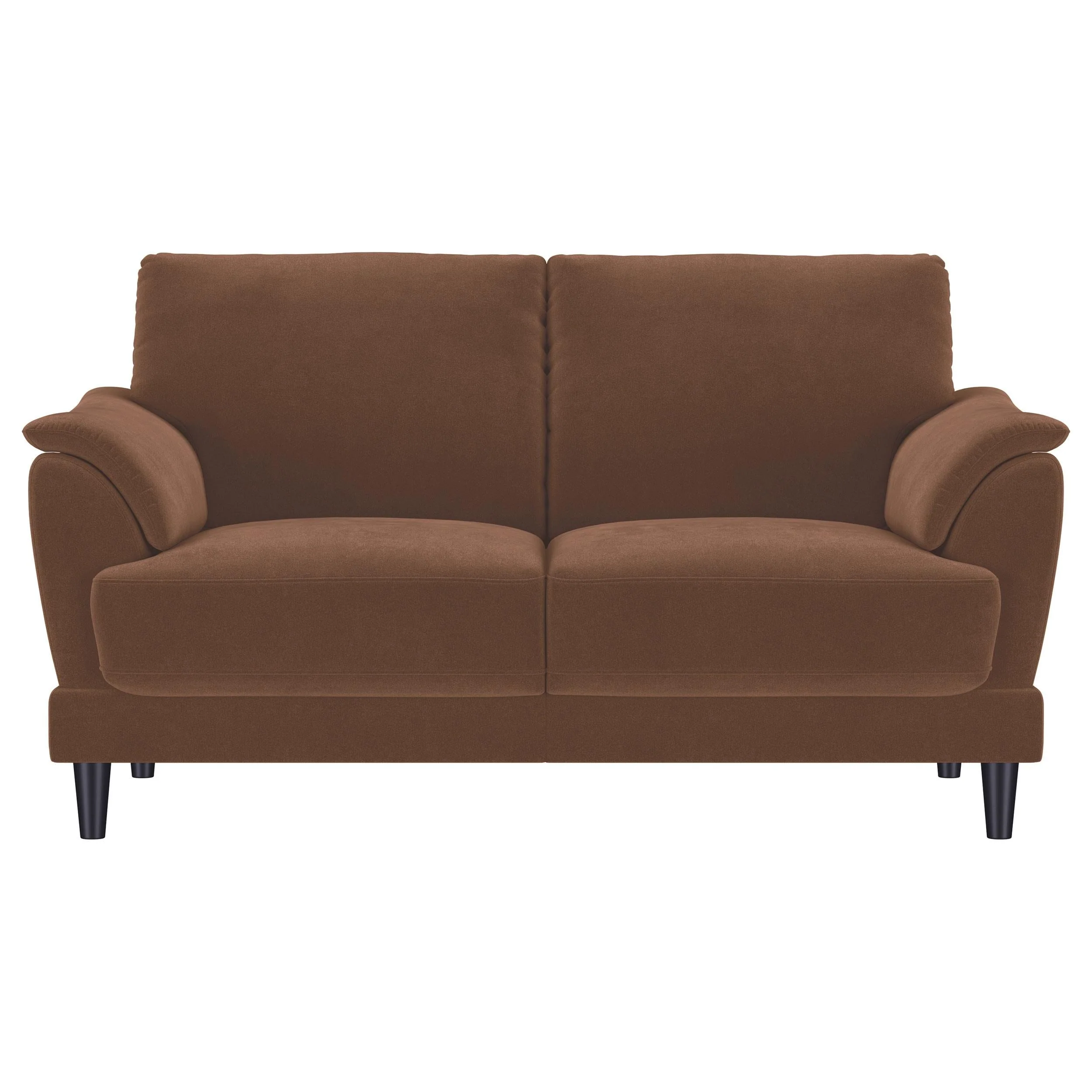 Selma Rust Velvet Crescent Arm Loveseat - Image 3