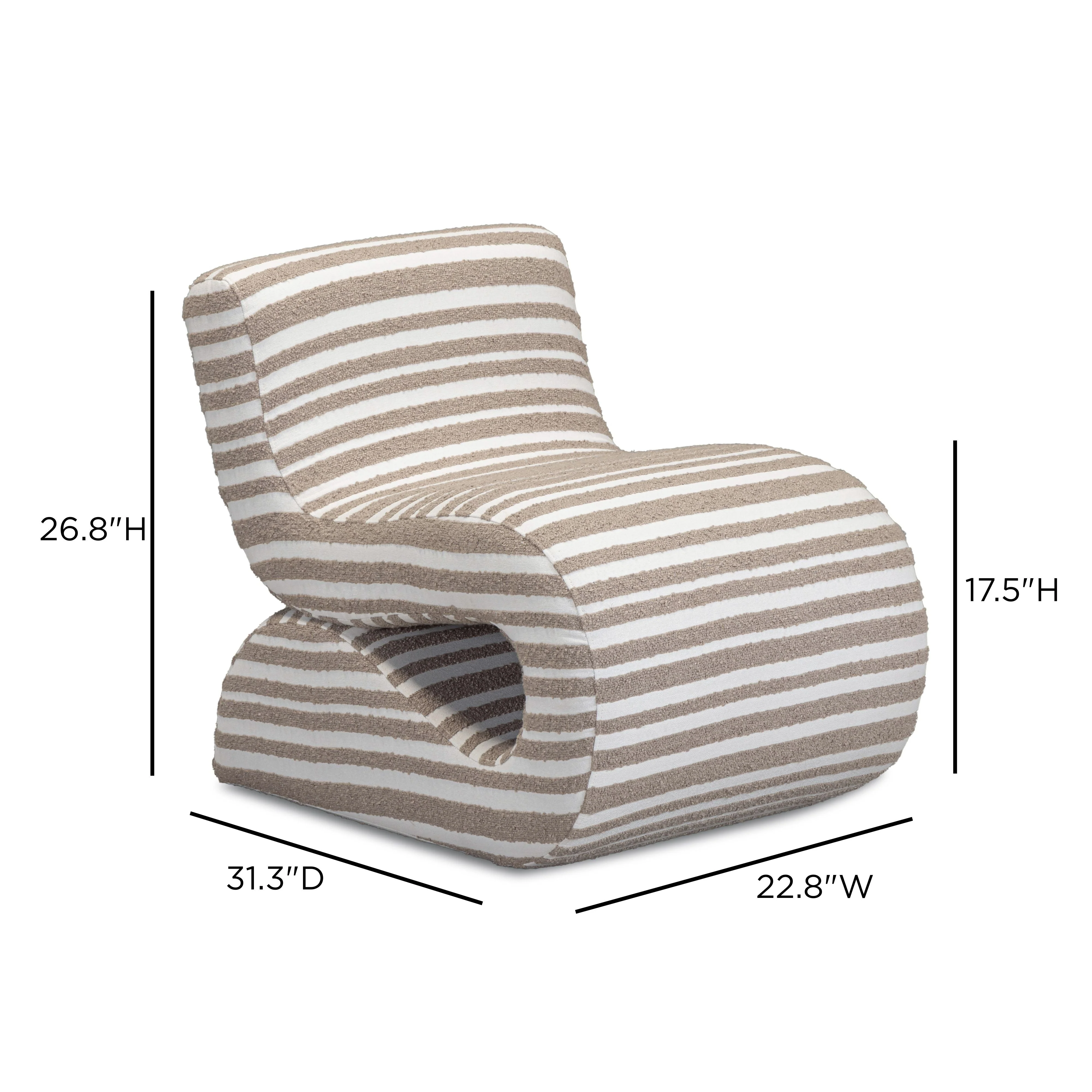 Senna Taupe Jacquard Organic Stripes Accent Chair - Image 7
