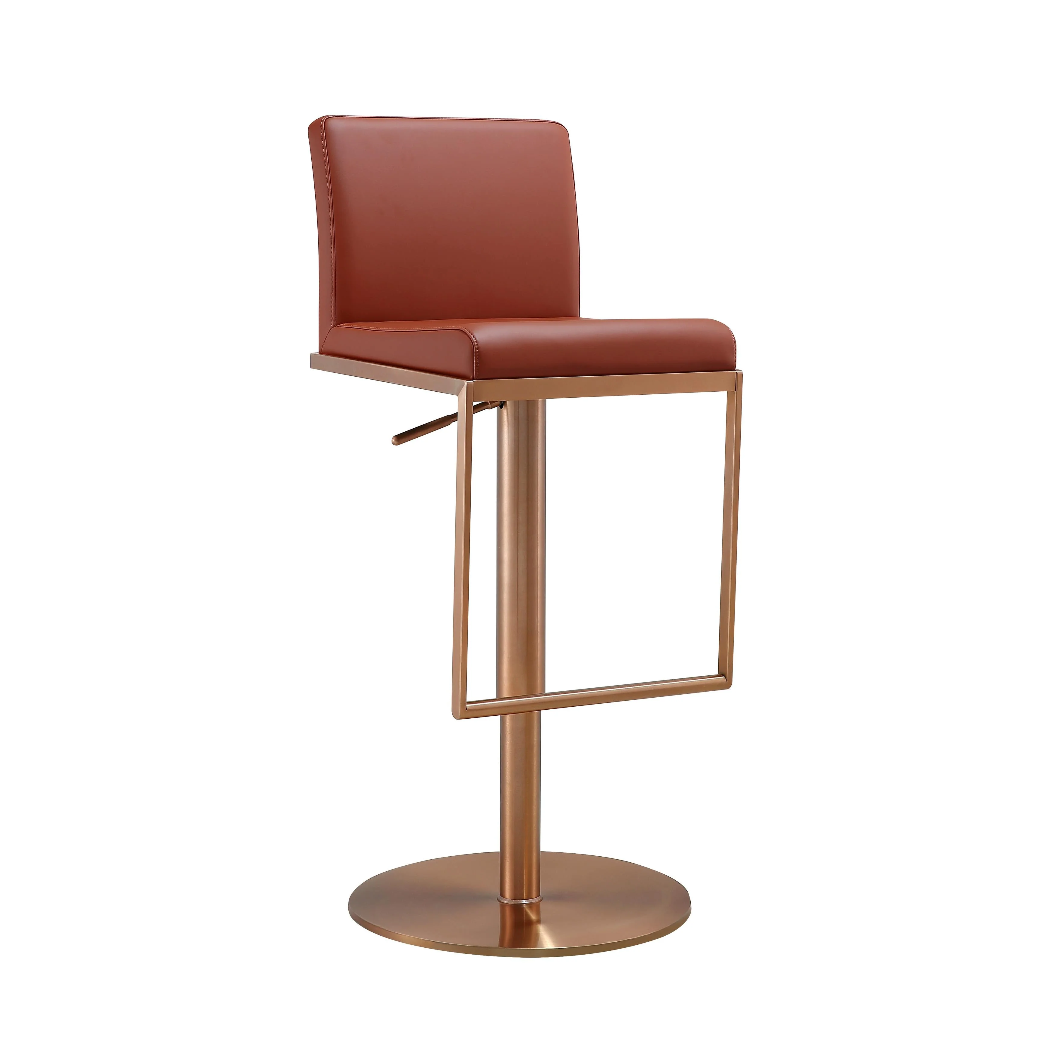 Sentinel Saddle Brown and Rose Gold Adjustable Stool - Image 9