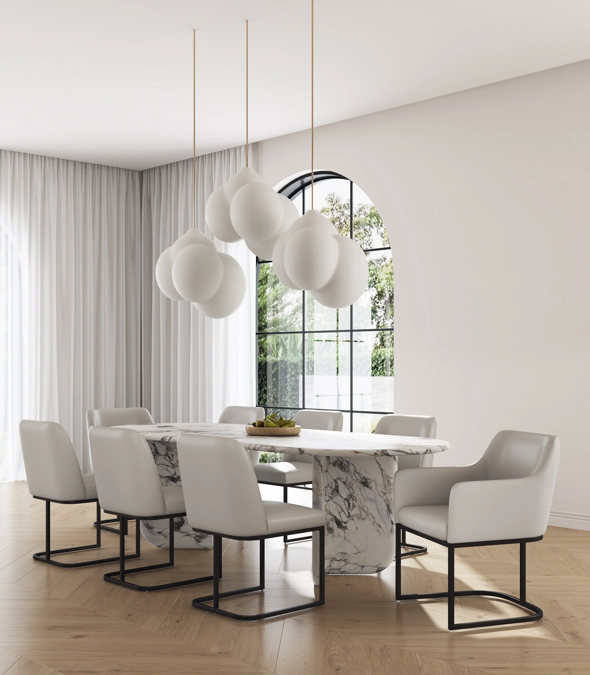Serena 8 Piece Dining Set in Light Grey - Image 2