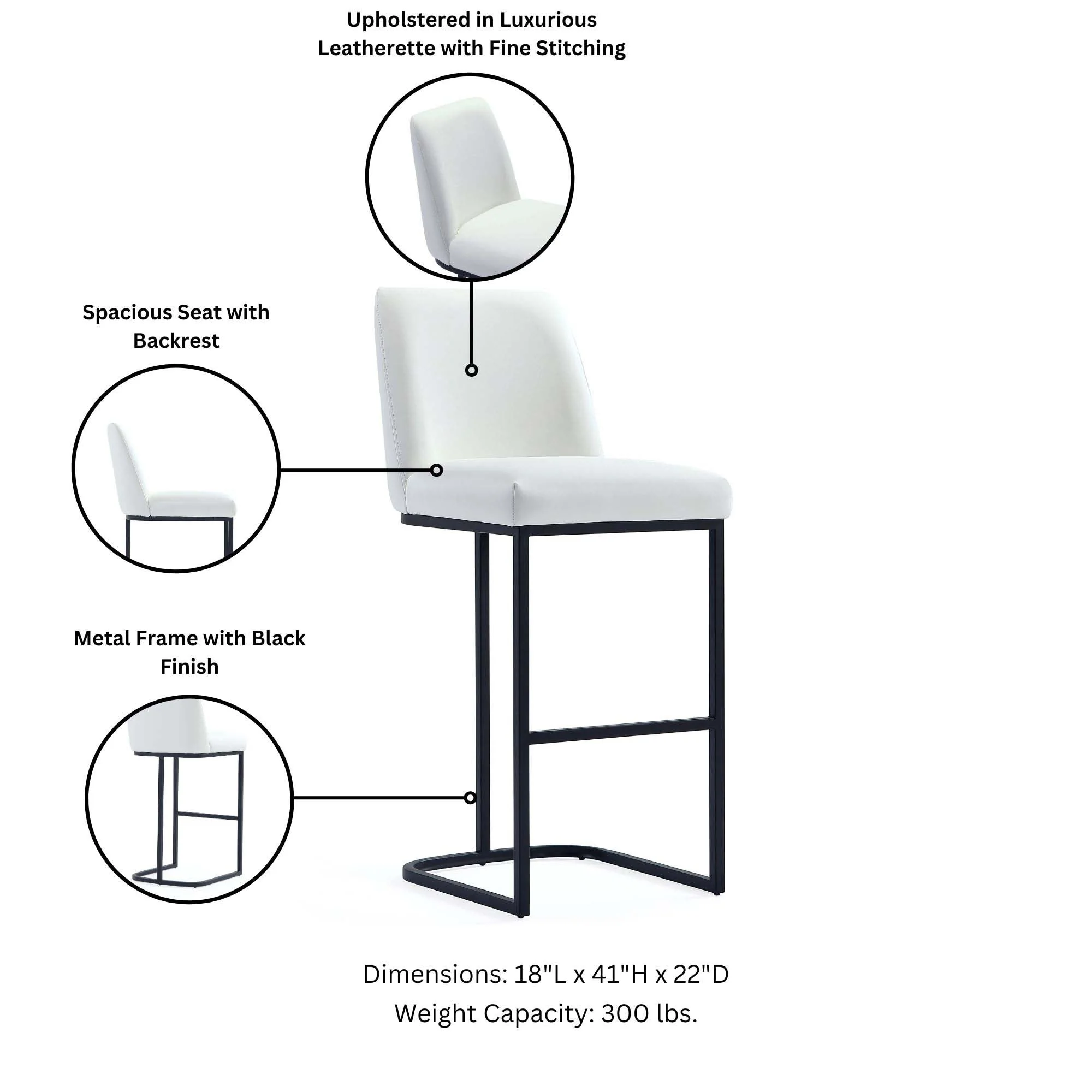 Serena Barstool in White - Image 4
