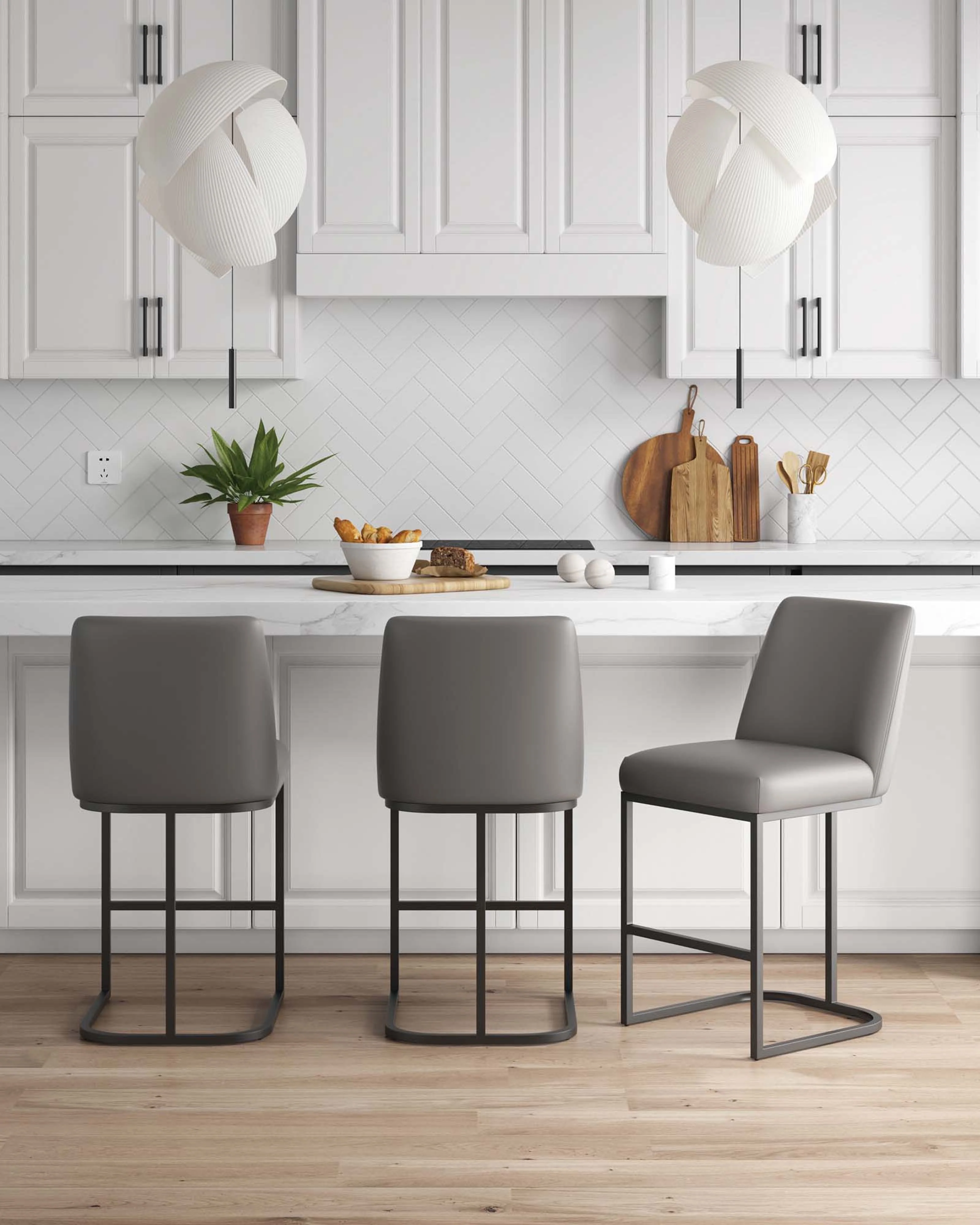 Serena Counter Stool in Grey (set of 3) - Image 2