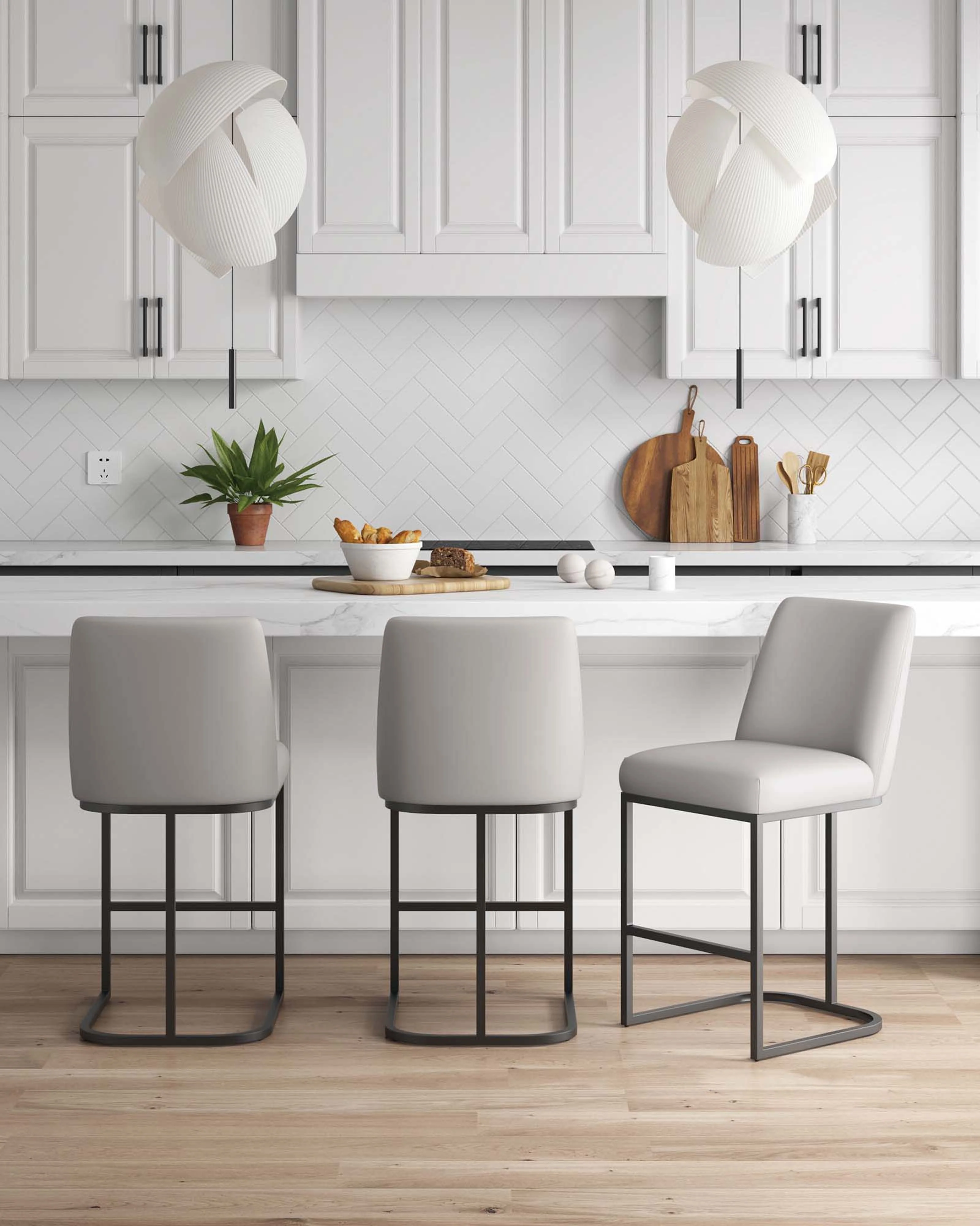 Serena Counter Stool in Light Grey (set of 3) - Image 2