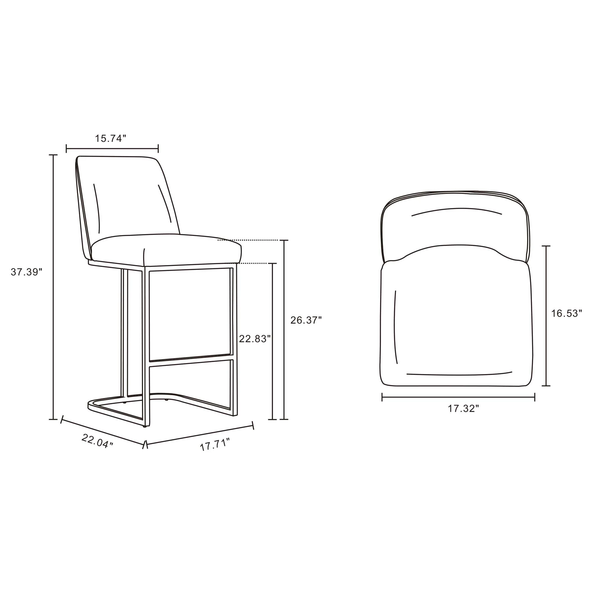 Serena Counter Stool in White - Image 3