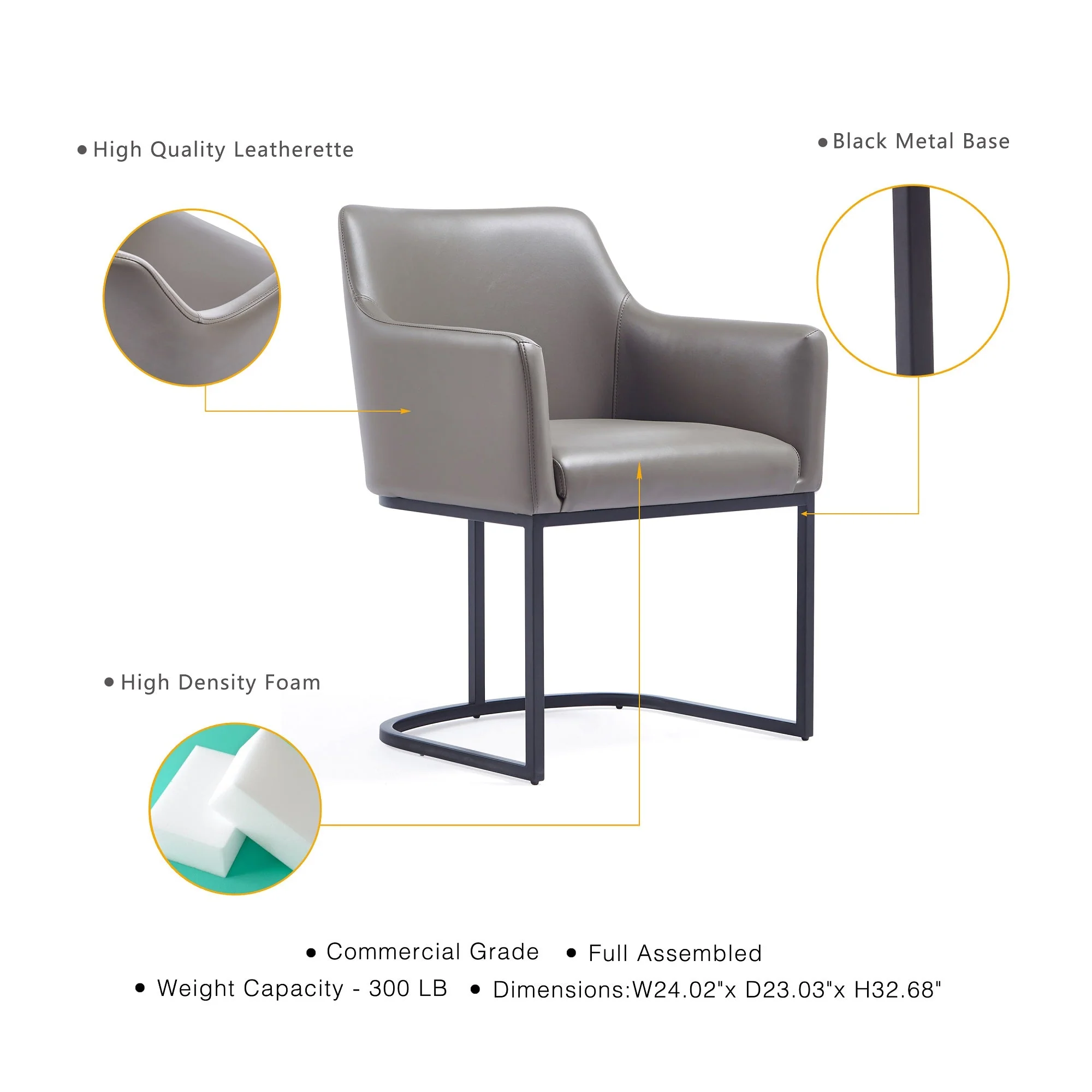 Serena Dining Armchair in Grey - Image 4