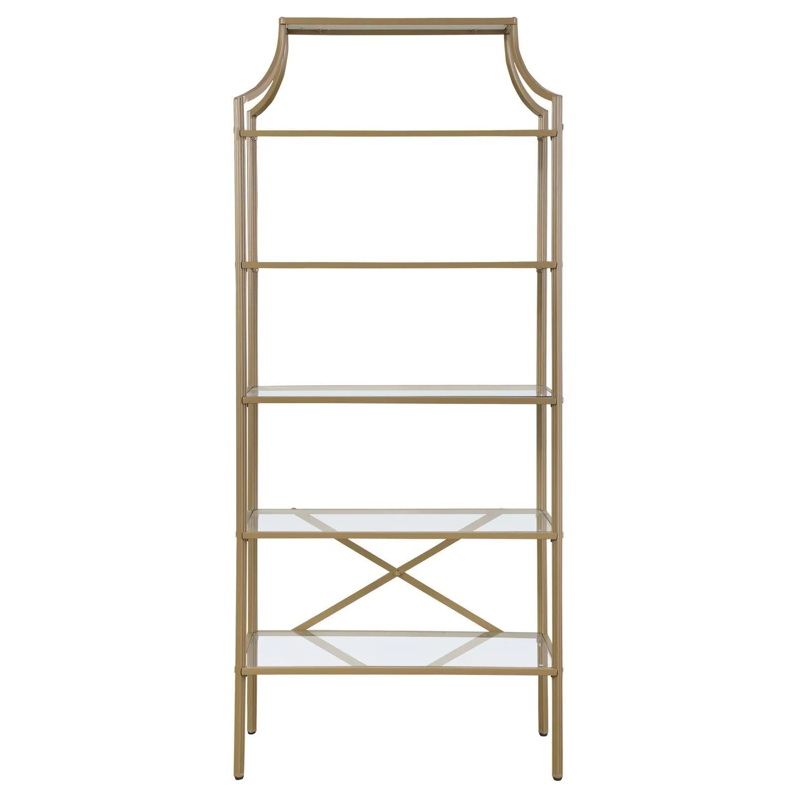 Serena Matte Gold 5-Tier Tempered Glass Shelves Bookcase - Image 3