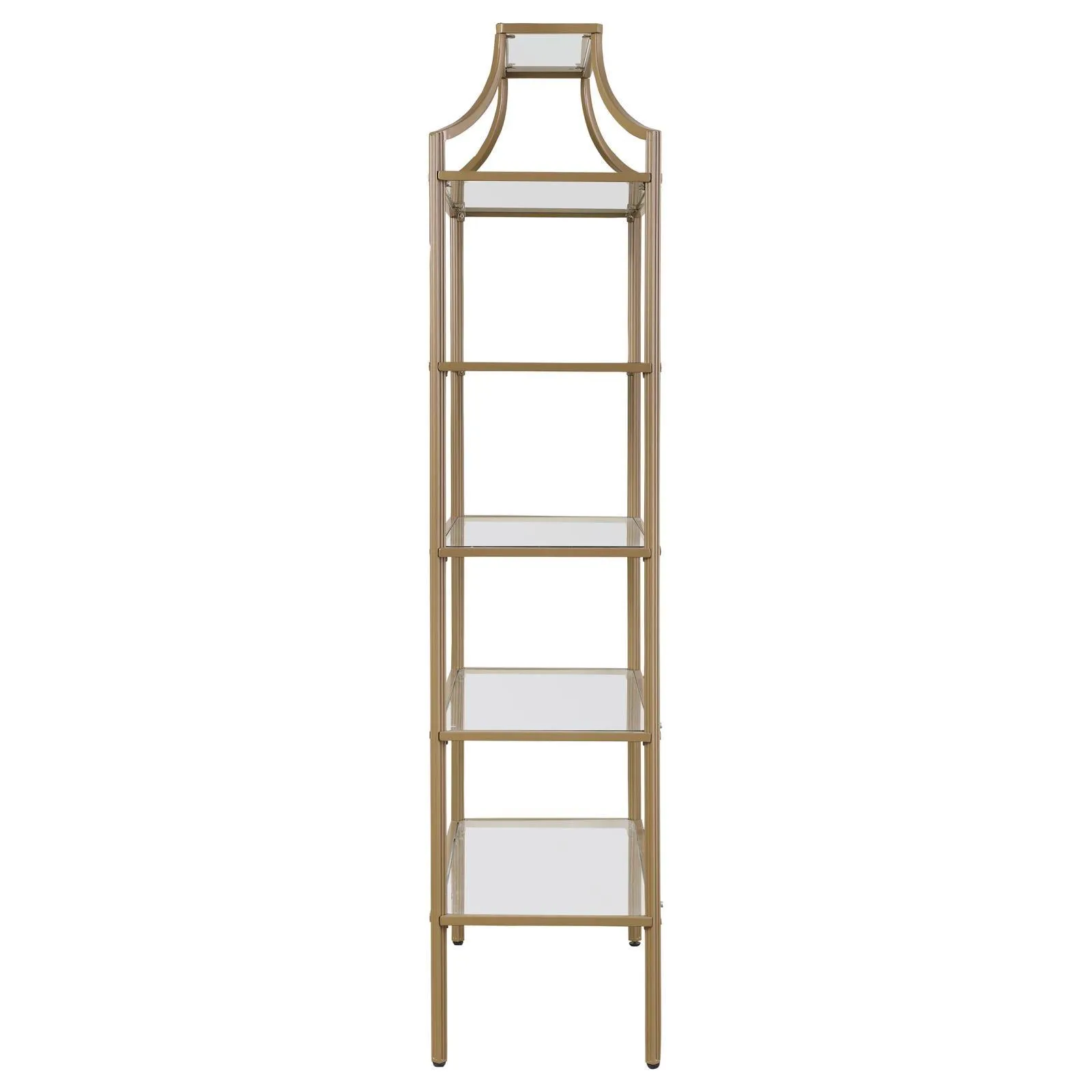 Serena Matte Gold 5-Tier Tempered Glass Shelves Bookcase - Image 4