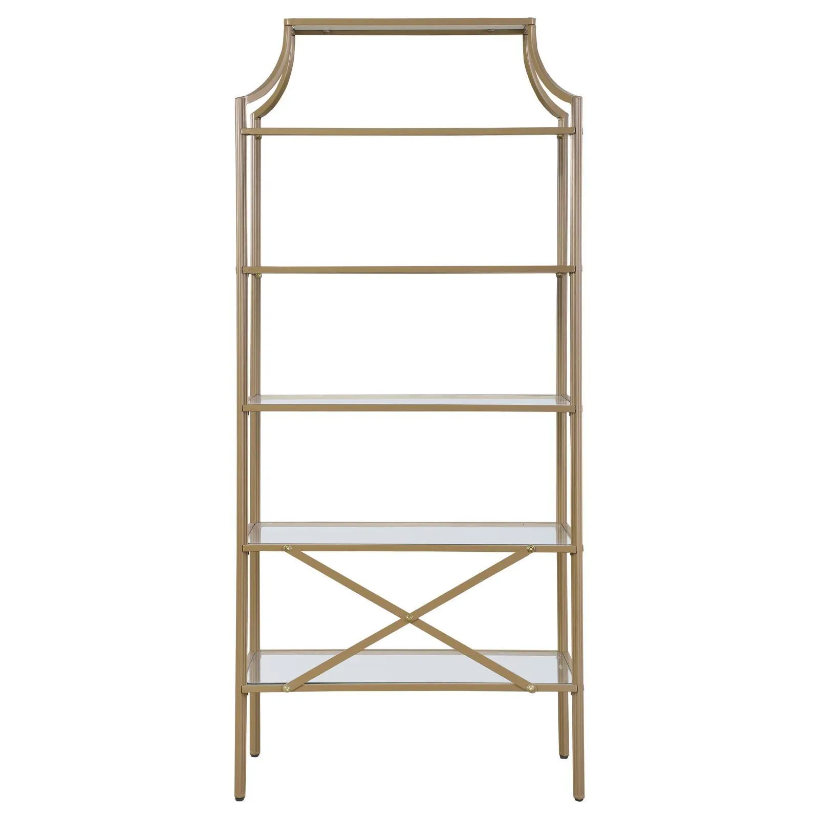 Serena Matte Gold 5-Tier Tempered Glass Shelves Bookcase - Image 6