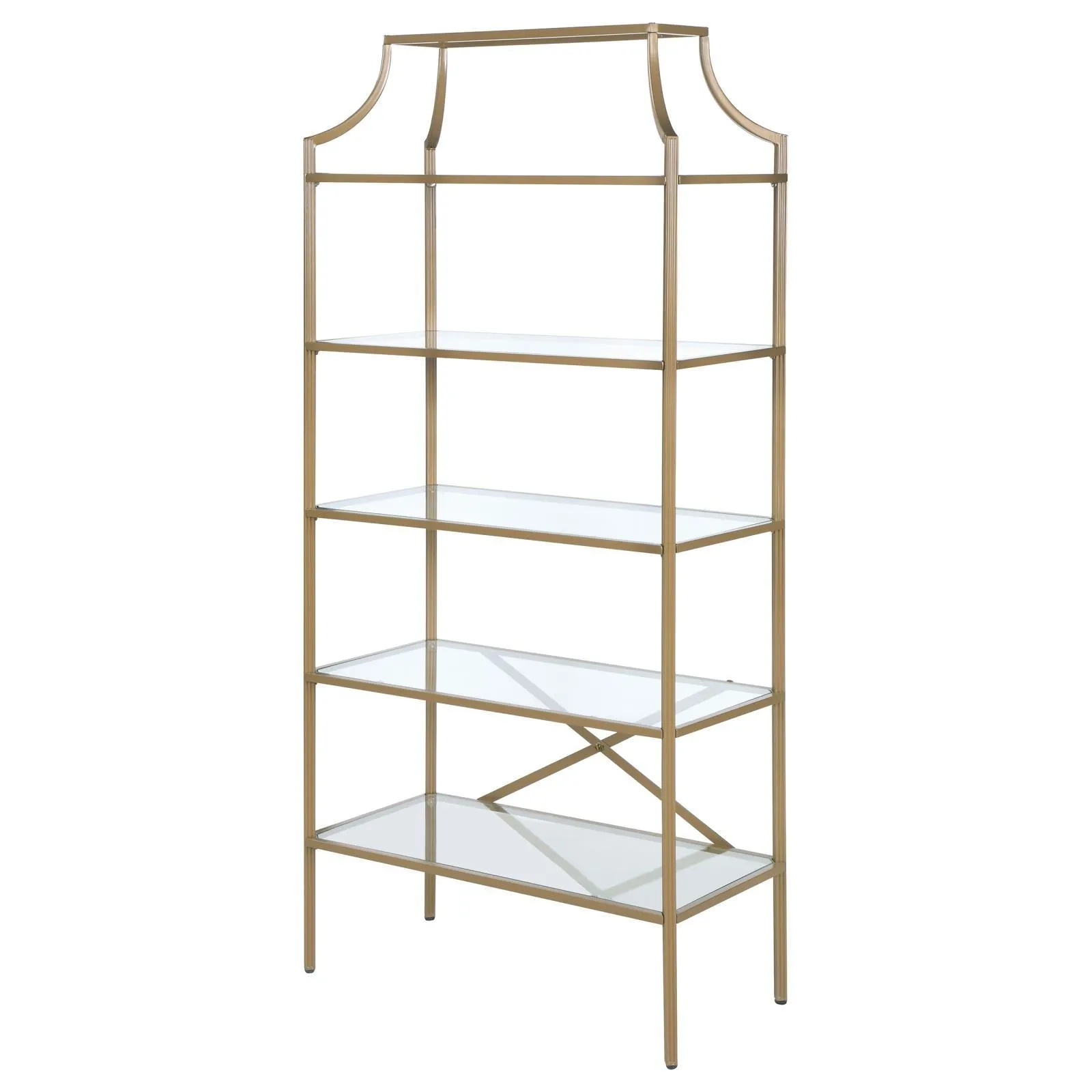 Serena Matte Gold 5-Tier Tempered Glass Shelves Bookcase - Image 8