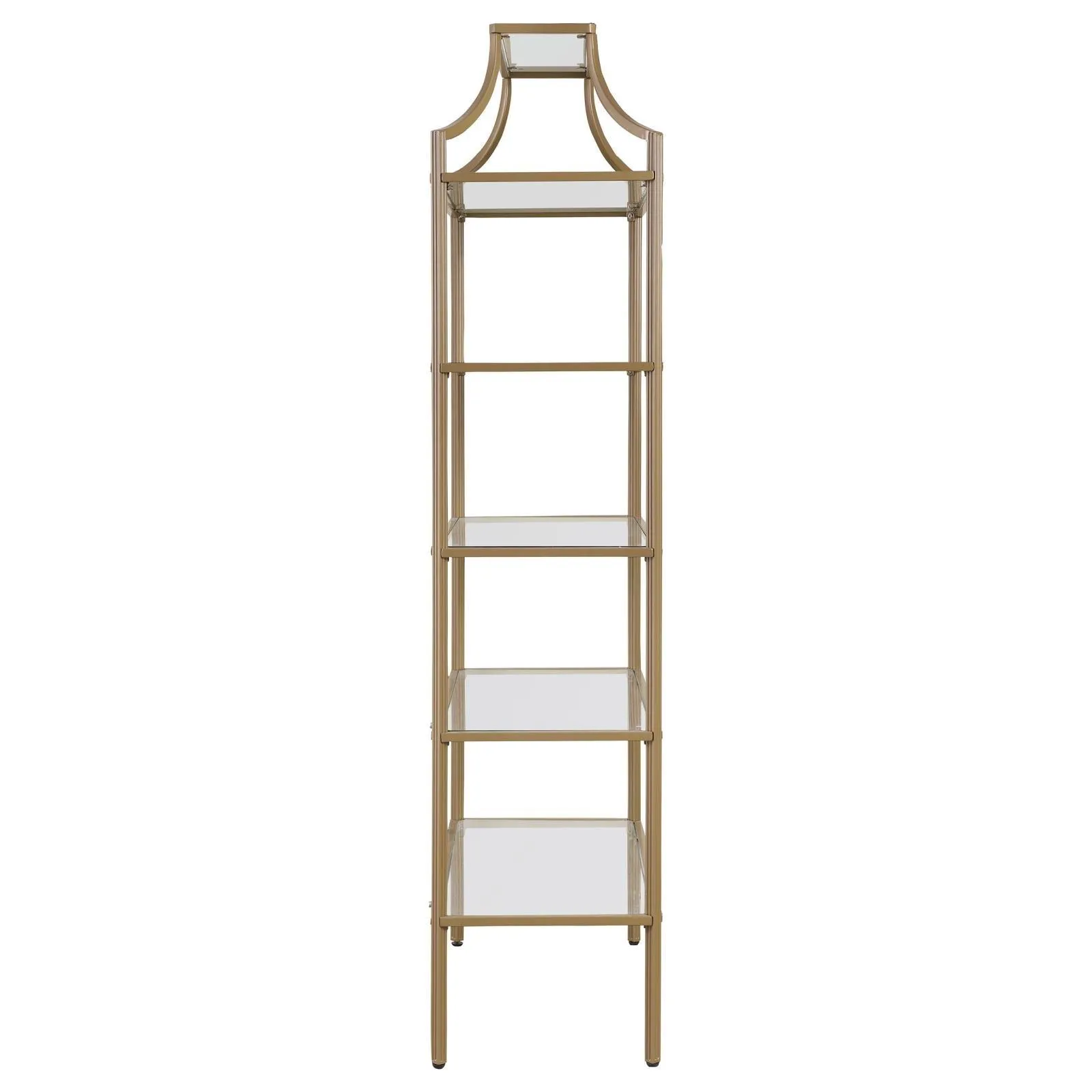Serena Matte Gold 5-Tier Tempered Glass Shelves Bookcase - Image 9