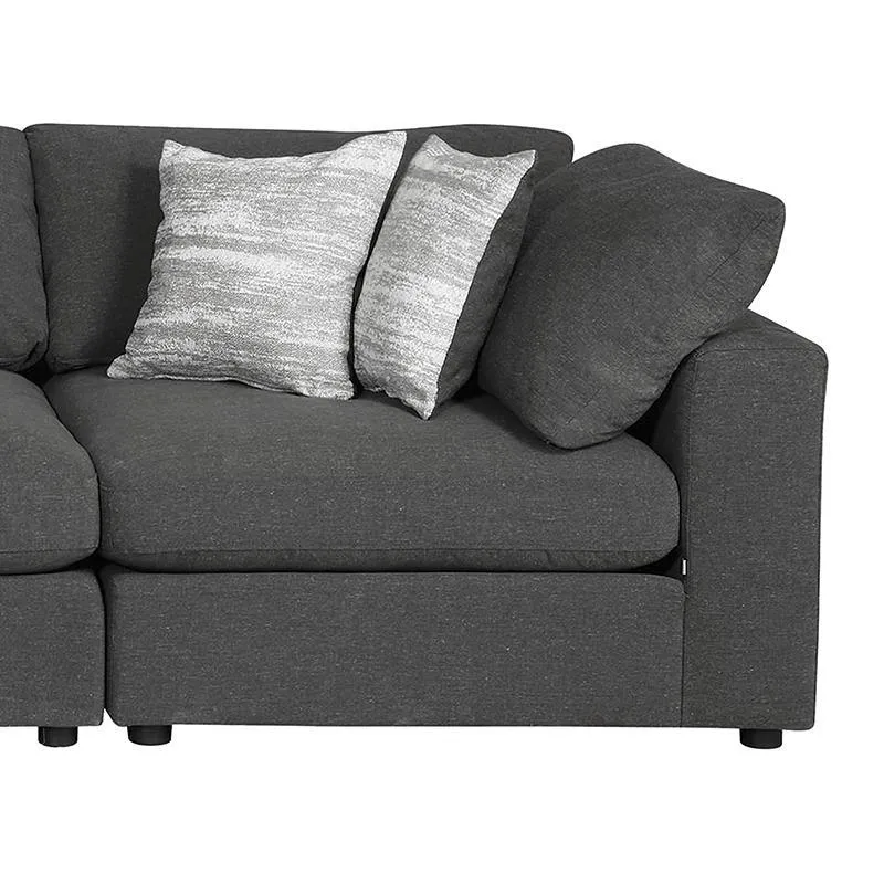Serene Charcoal 4-Piece Upholstered Modular Sectional - Image 4