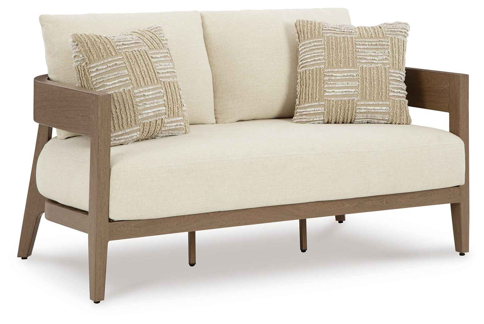 Serene Bay Dark Brown/White Outdoor Sofa and Loveseat - Image 3