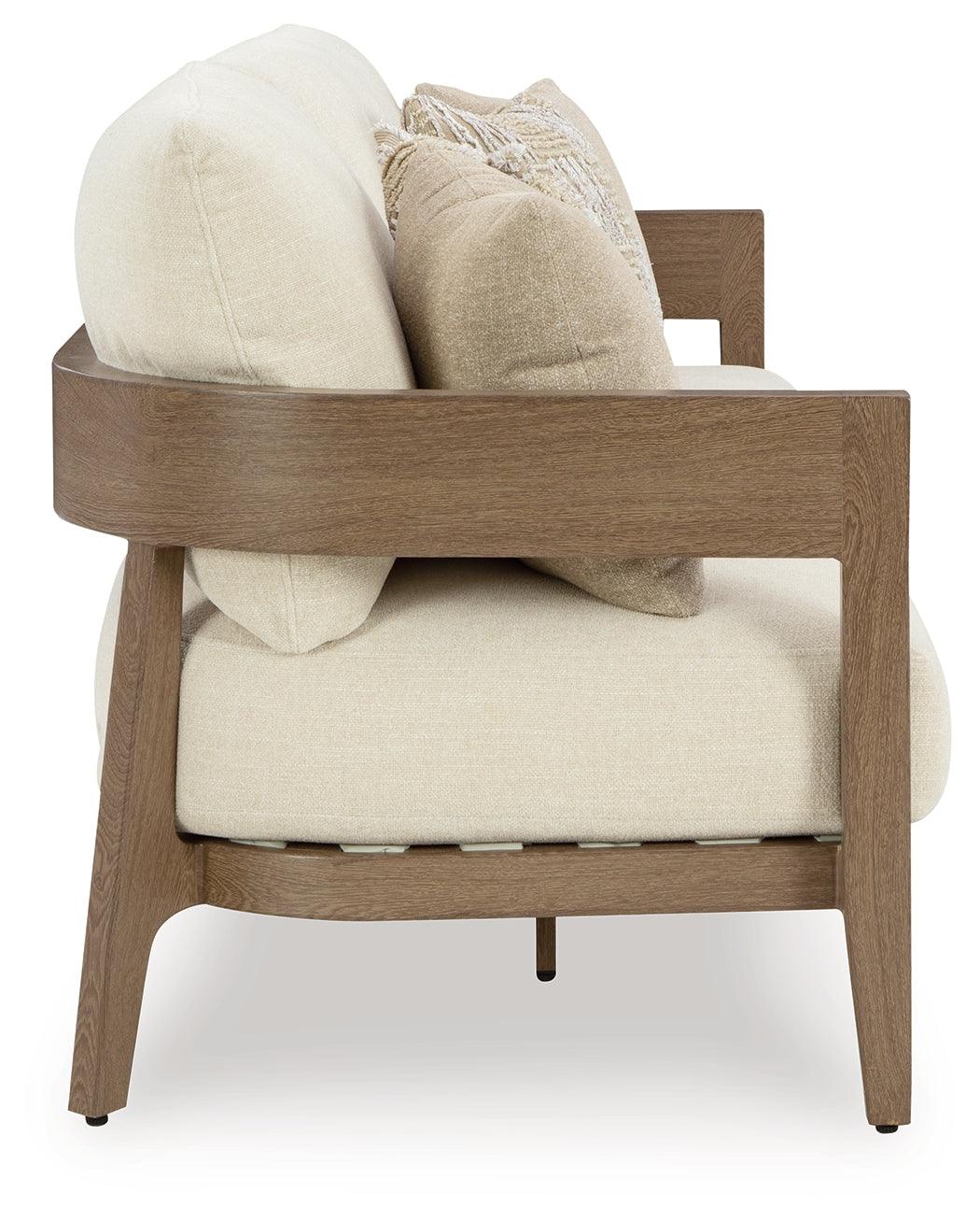 Serene Bay Dark Brown/White Outdoor Sofa with Cushion - Image 4