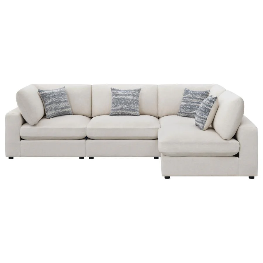 Serene Beige 4-Piece Upholstered Modular Sectional - Image 3