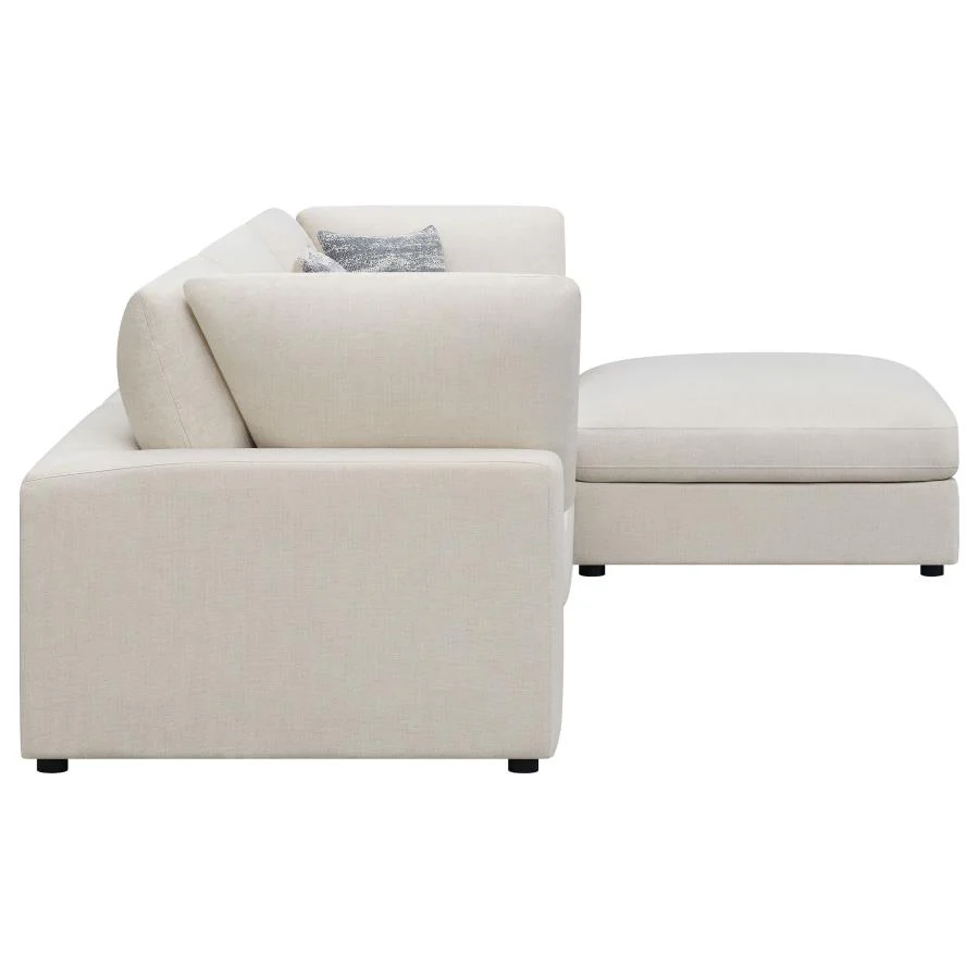 Serene Beige 4-Piece Upholstered Modular Sectional with Ottoman - Image 5