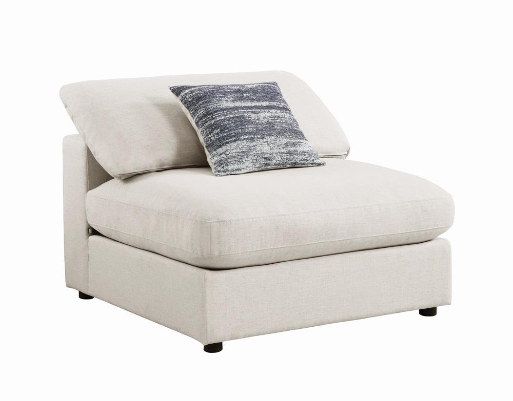 Serene Beige Upholstered Armless Chair - Image 2