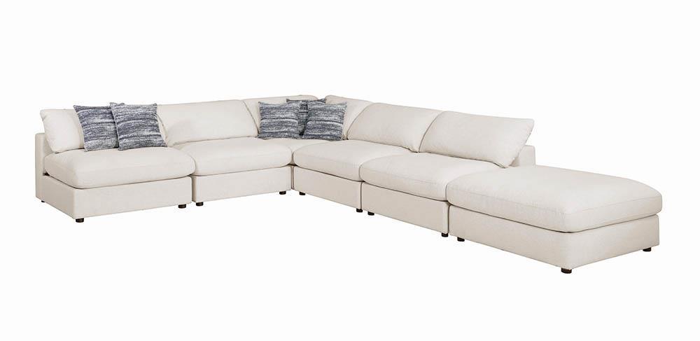 Serene Beige Upholstered Rectangular Ottoman - Image 3