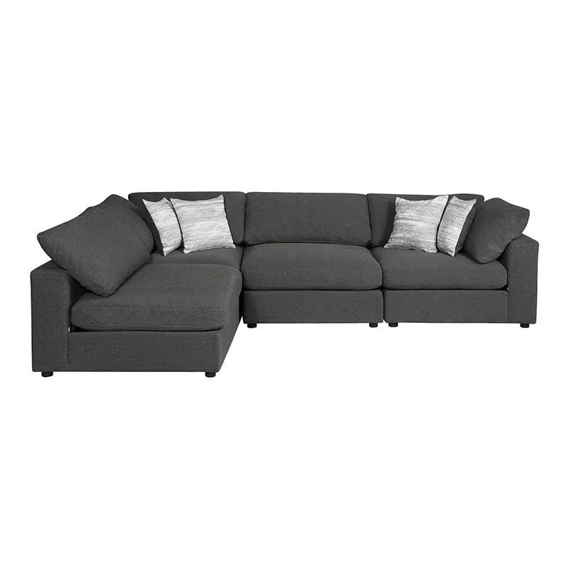 Serene Charcoal 4-Piece Upholstered Modular Sectional