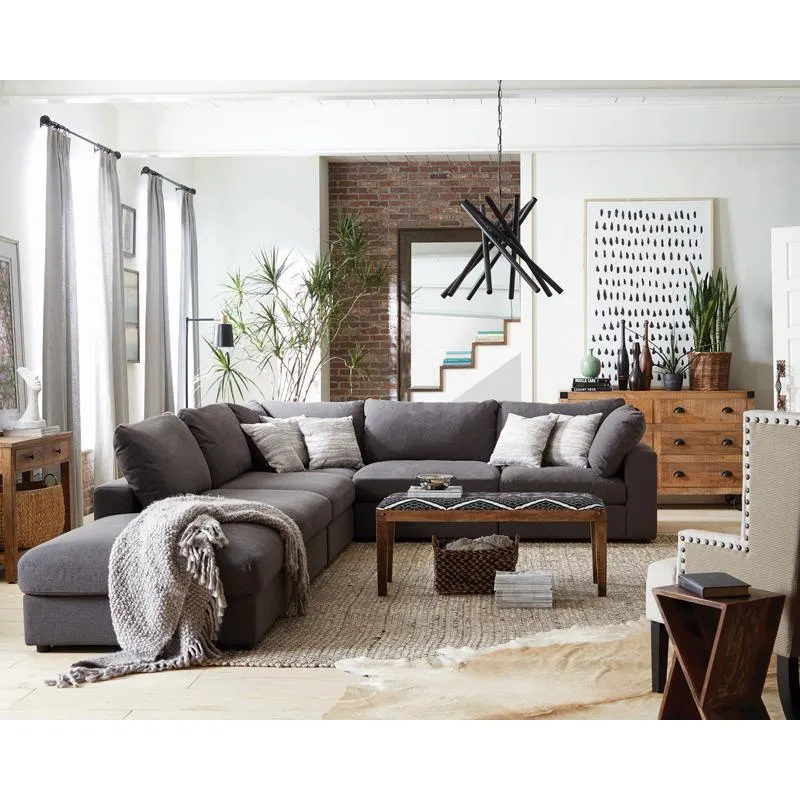 Serene Charcoal 6-Piece Upholstered Modular Sectional