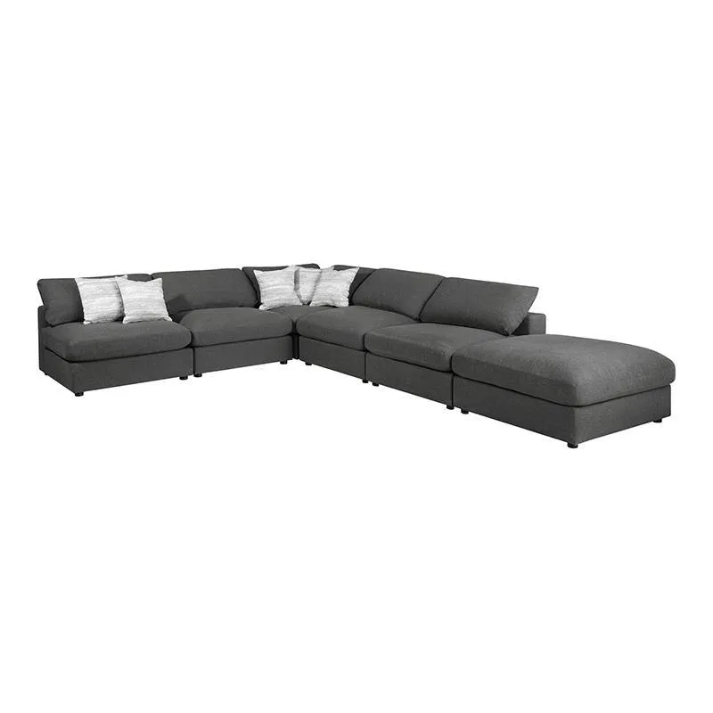 Serene Charcoal 6-Piece Upholstered Modular Sectional - Image 2