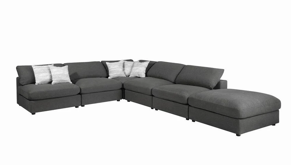 Serene Charcoal Upholstered Rectangular Ottoman - Image 3