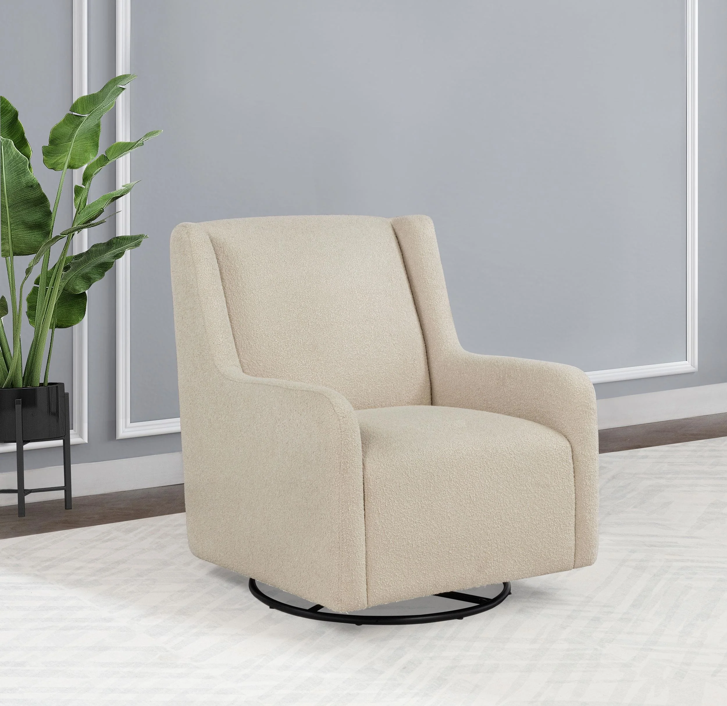 Serra Sandy Beige Boucle Swivel Glider Recliner