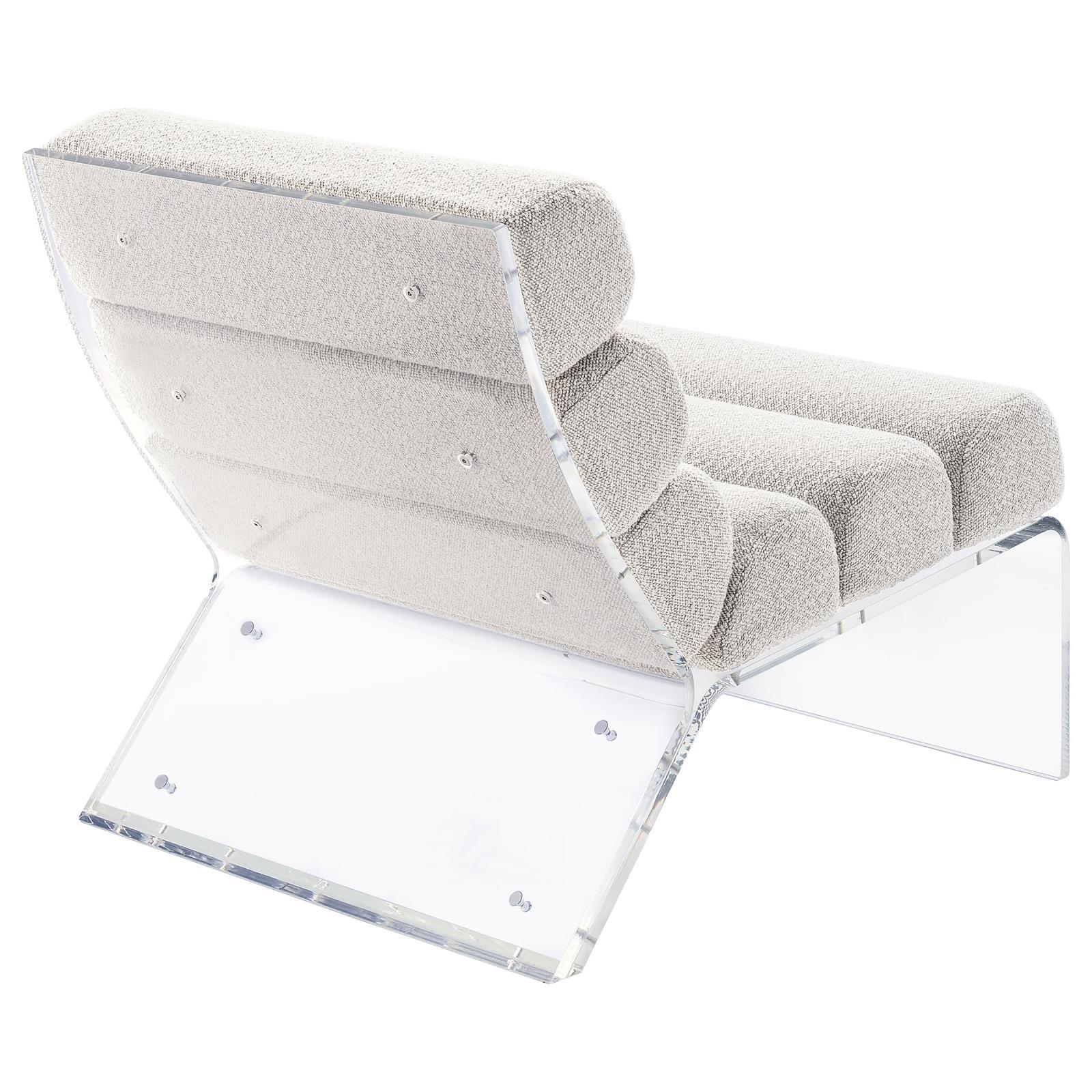 Serreta Ivory Boucle Upholstered Armless Accent Chair with Clear Acrylic Frame - Image 7