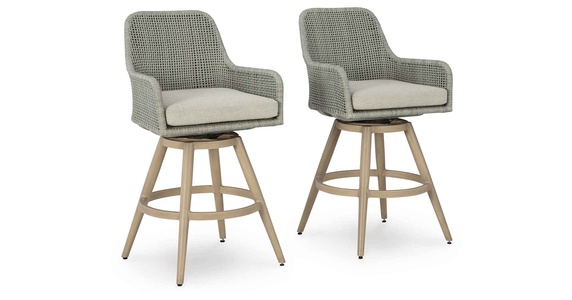 Seton Creek Beige/Gray Outdoor Bar Height Barstool with Cushion (Set of 2) - Image 10
