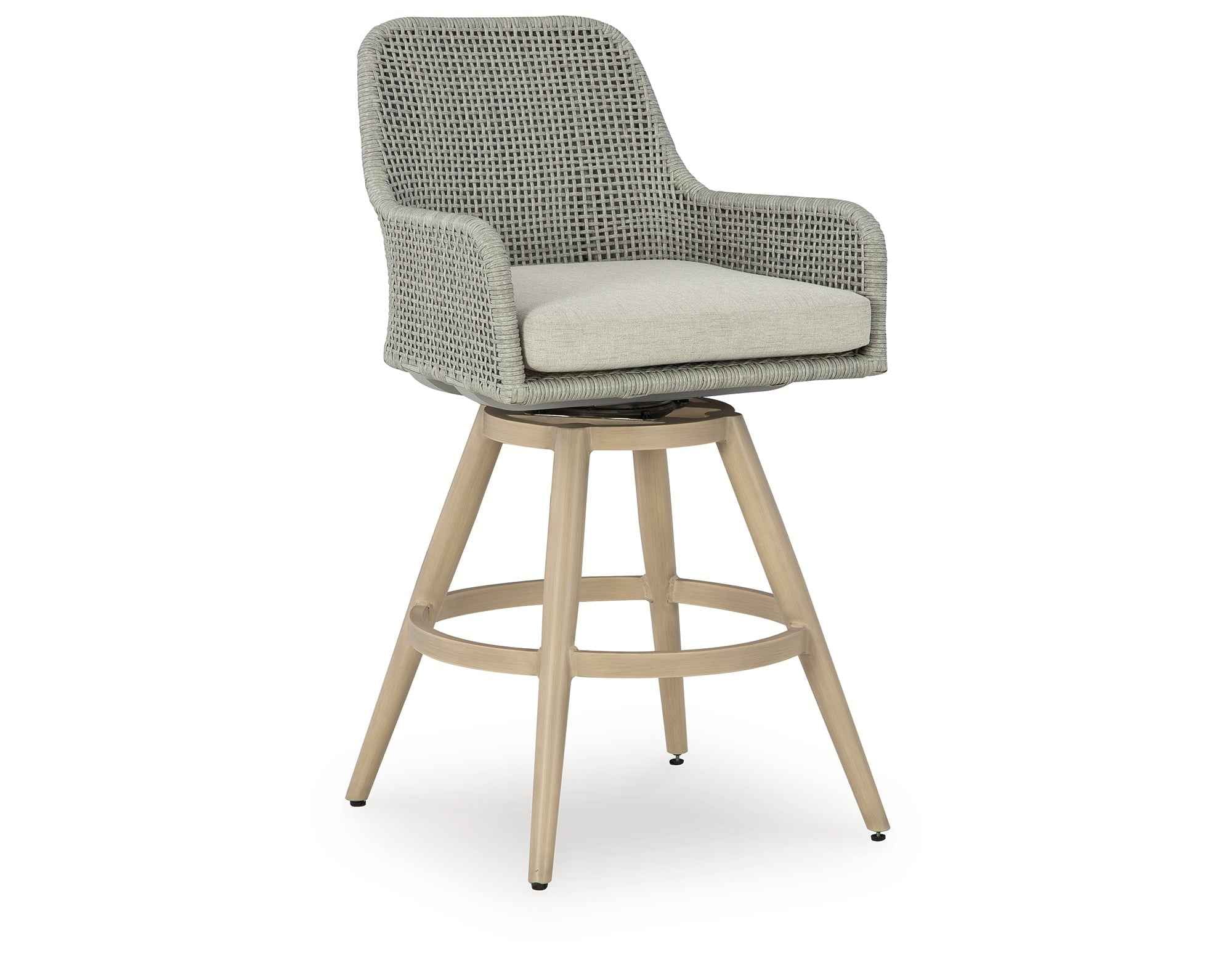 Seton Creek Beige/Gray Outdoor Bar Height Barstool with Cushion (Set of 2) - Image 11