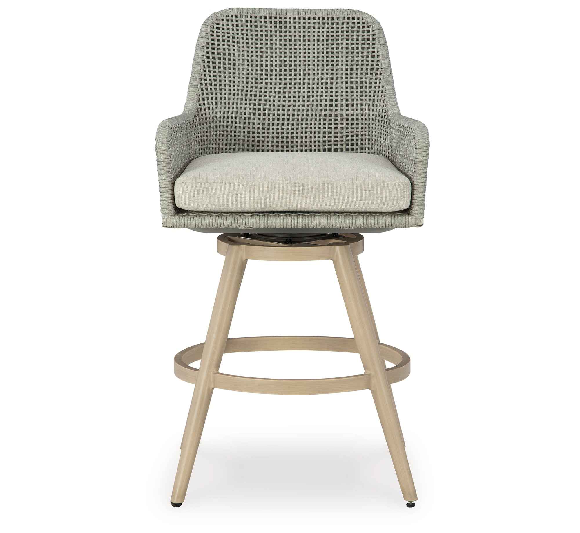 Seton Creek Beige/Gray Outdoor Bar Height Barstool with Cushion (Set of 2) - Image 12