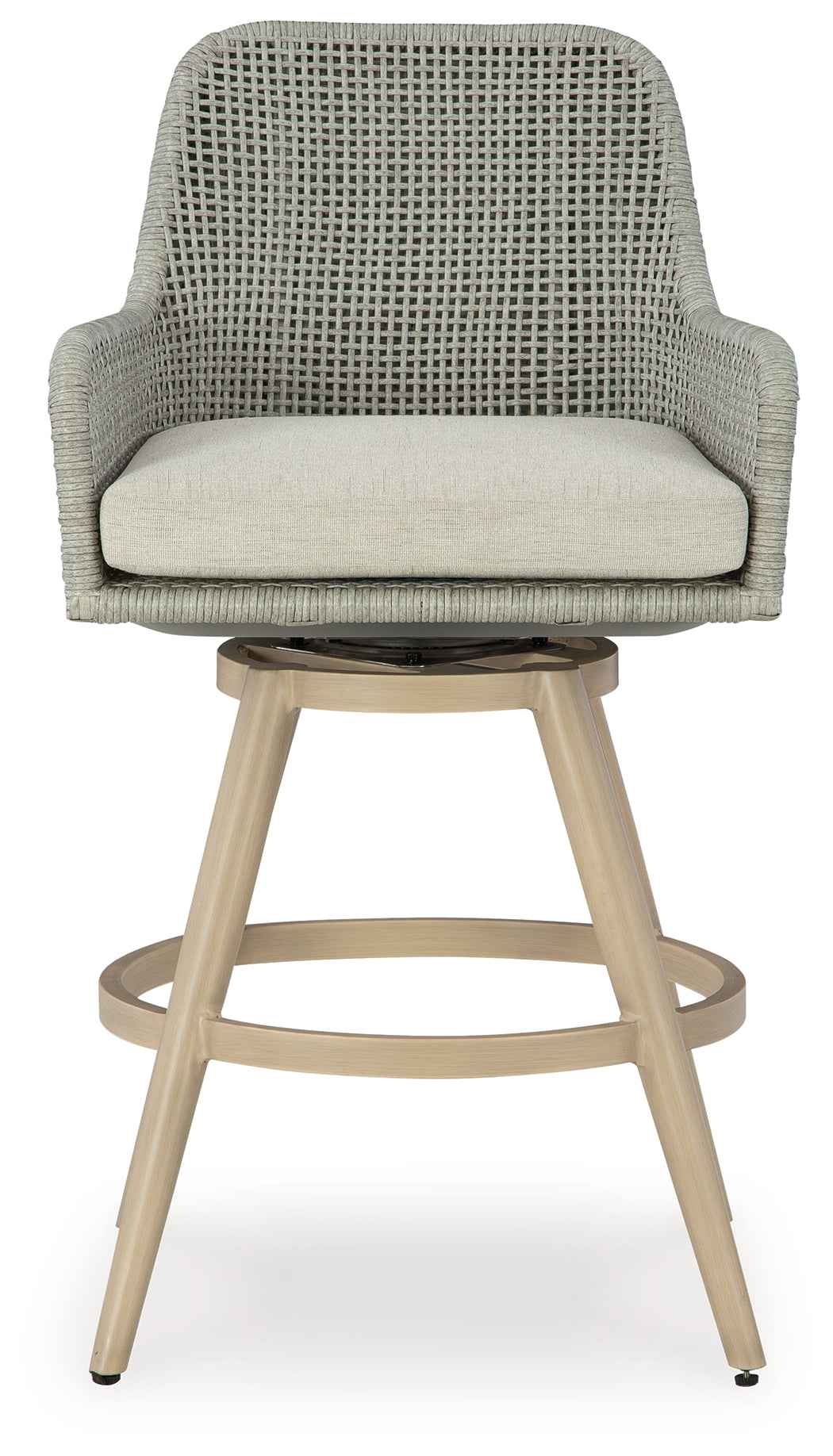 Seton Creek Beige/Gray Outdoor Bar Height Barstool with Cushion (Set of 2) - Image 3