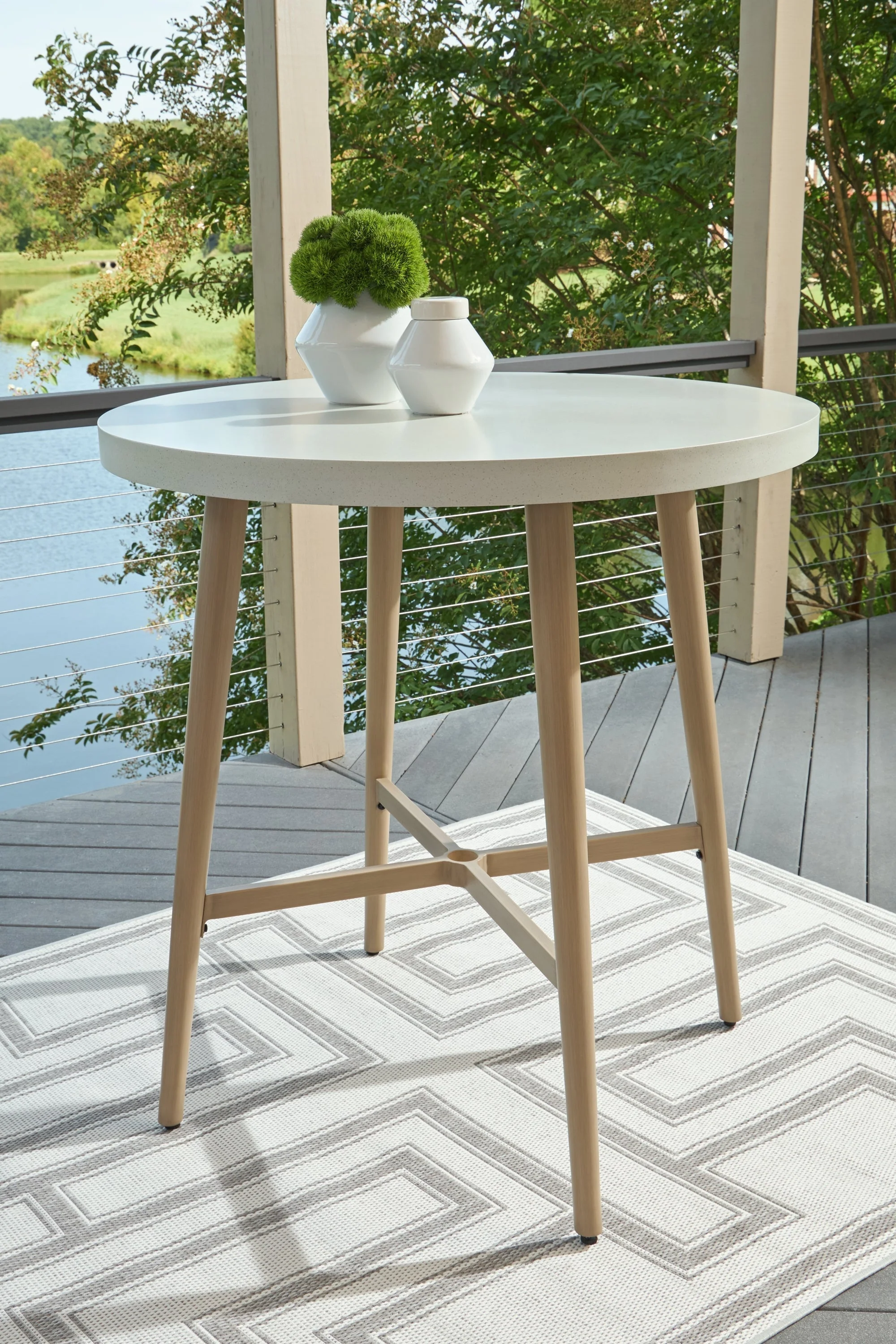 Seton Creek Beige Outdoor Bar Table - Image 5