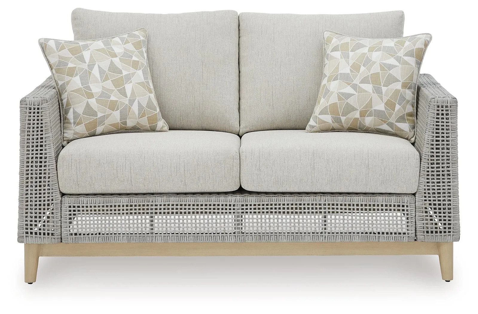 Seton Creek Gray Outdoor Loveseat with Cushion - Image 3