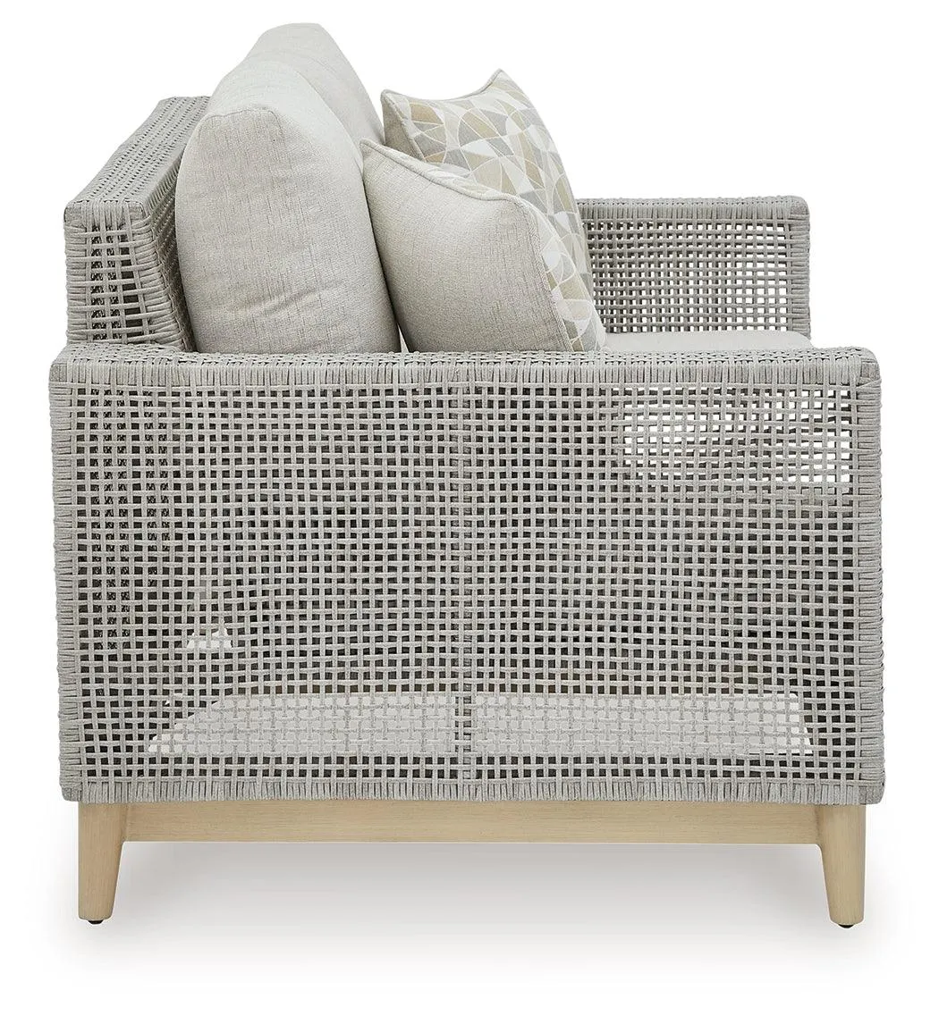 Seton Creek Gray Outdoor Loveseat with Cushion - Image 4