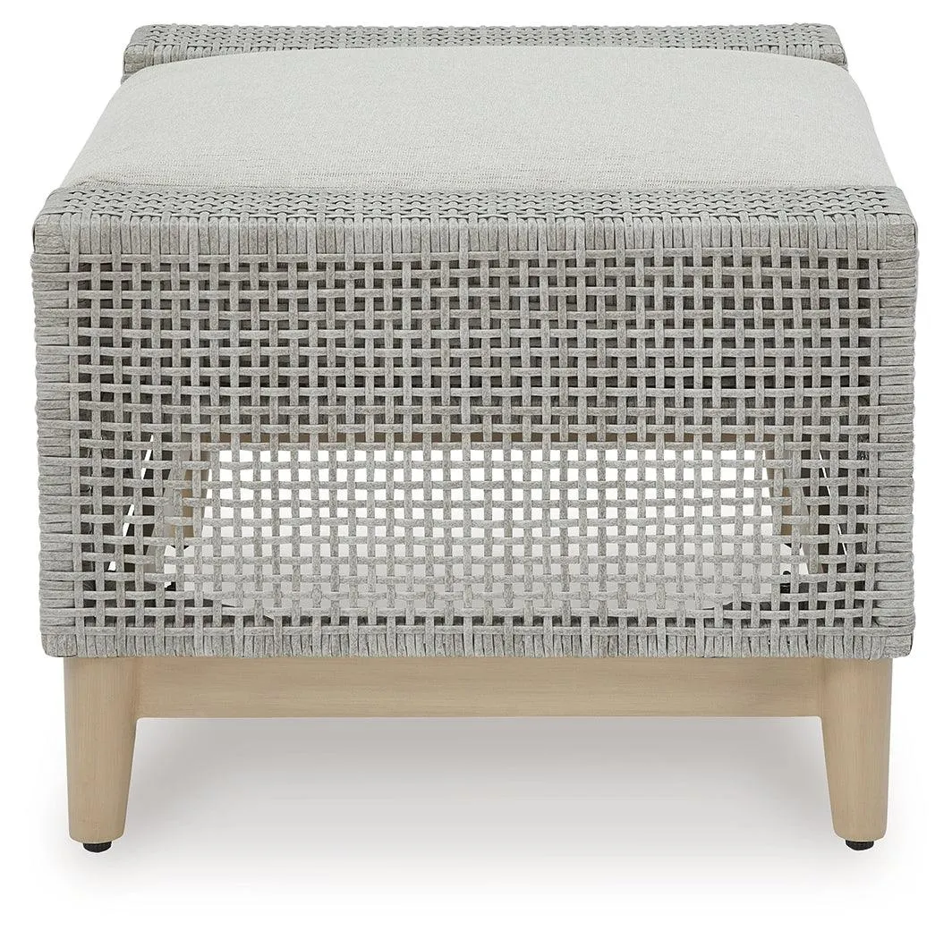 Seton Creek Gray Outdoor Ottoman with Cushion - Image 5