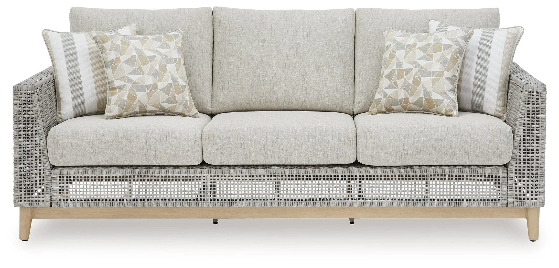 Seton Creek Gray Outdoor Sofa with Cushion - Image 3