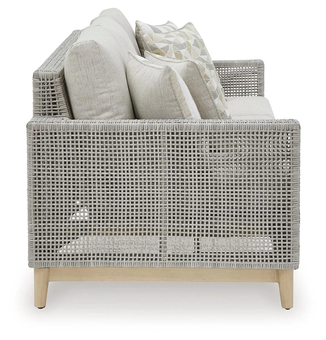 Seton Creek Gray Outdoor Sofa with Cushion - Image 4