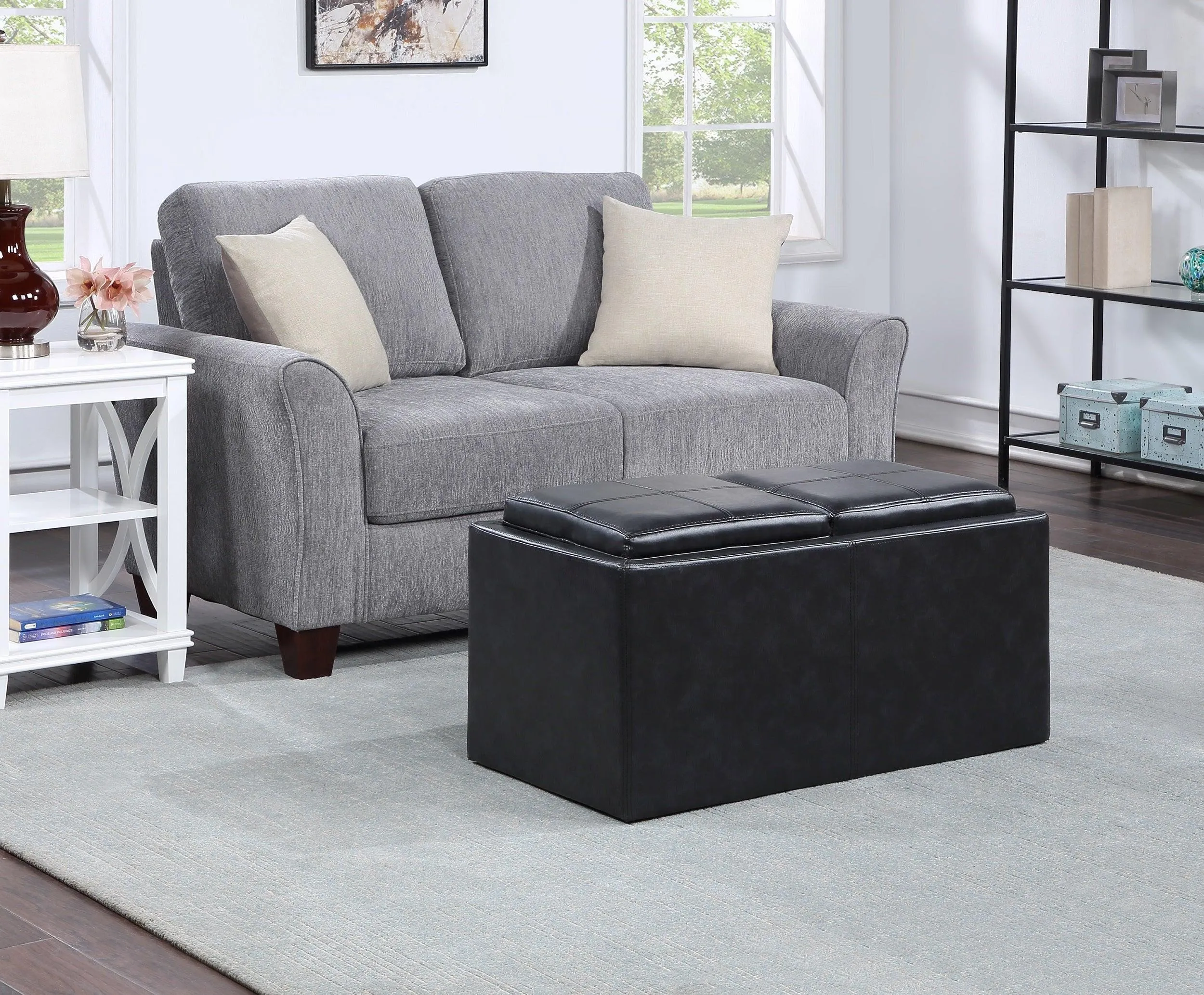 SH3552 Black Storage Ottoman with 1 Tray - Image 3