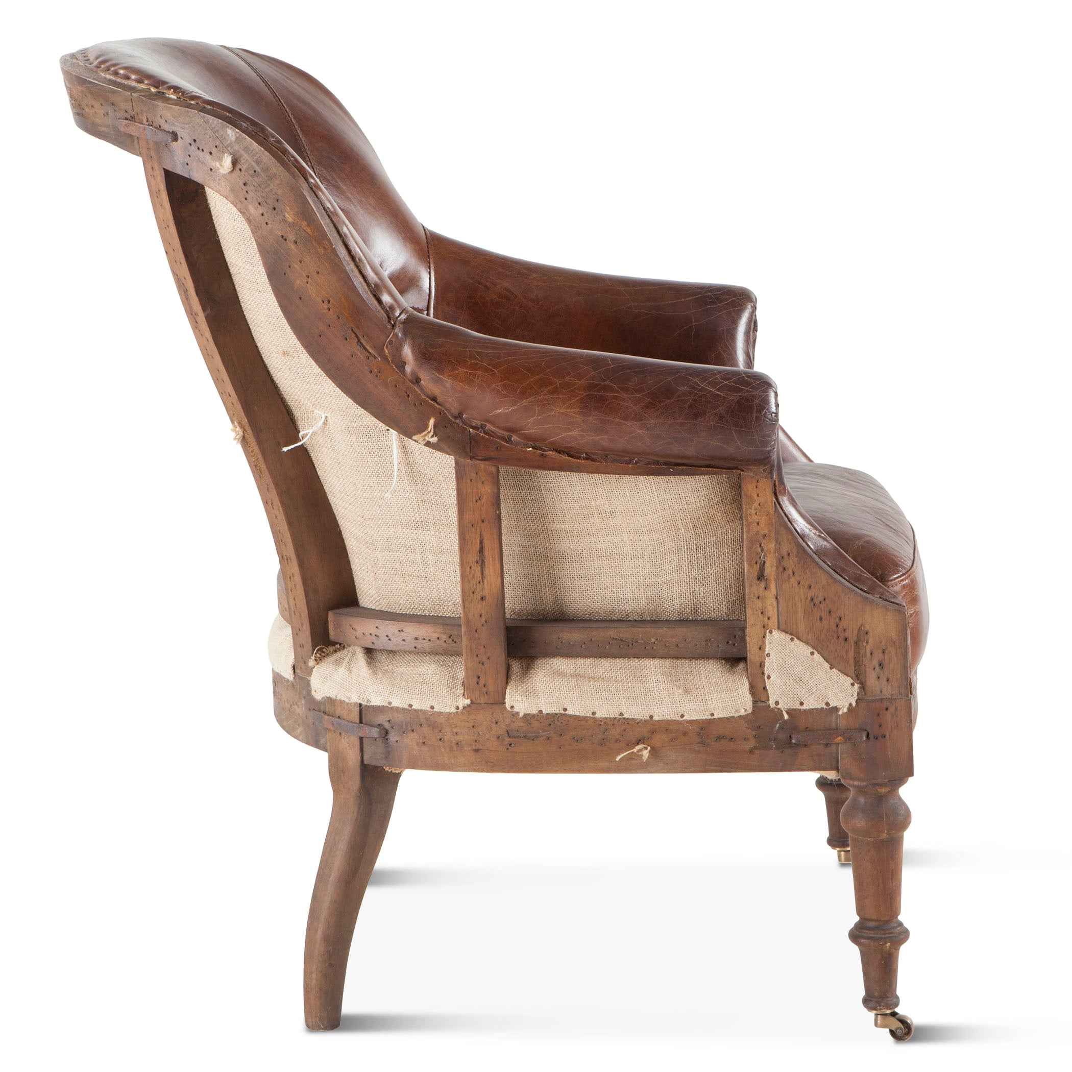 Shakespeare 28" Deconstructed Accent Chair in Vintage Cigar Leather - Image 6