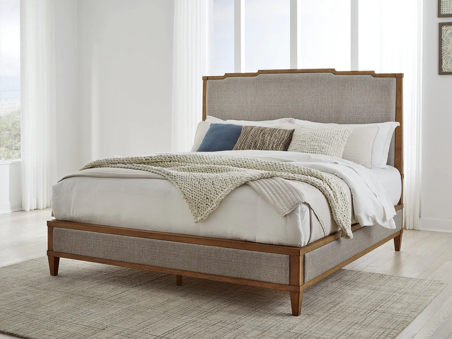 Sharlance Light Brown California King Upholstered Panel Bed - Image 5