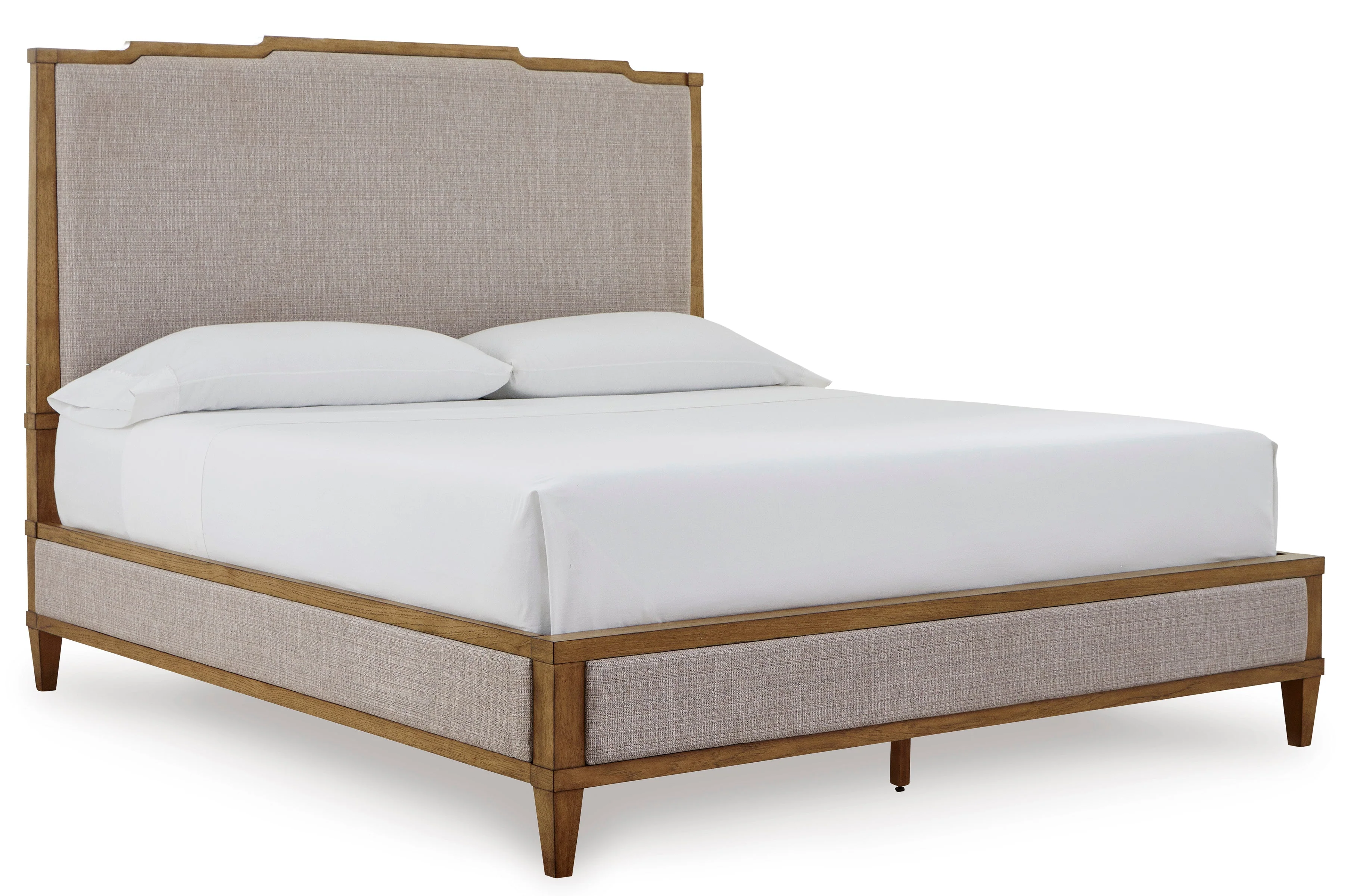 Sharlance Light Brown King Upholstered Panel Bed