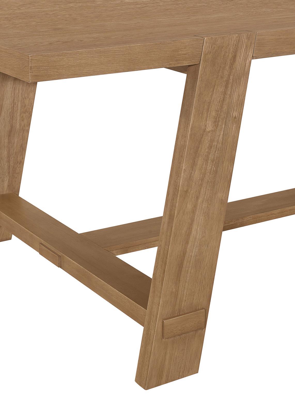 Sharon Blue and Brown Rectangular Trestle Base Dining Table - Image 5