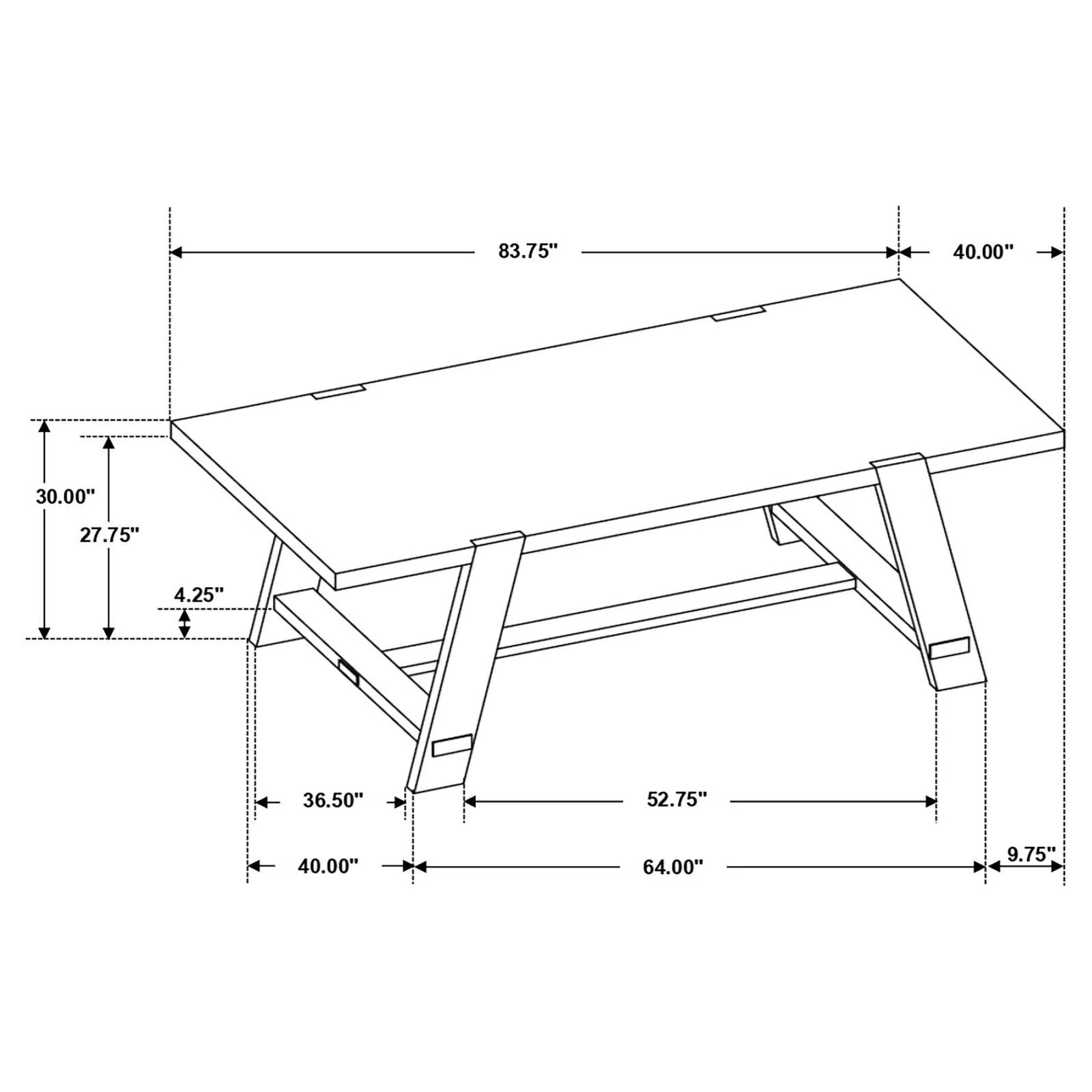 Sharon Blue and Brown Rectangular Trestle Base Dining Table - Image 8