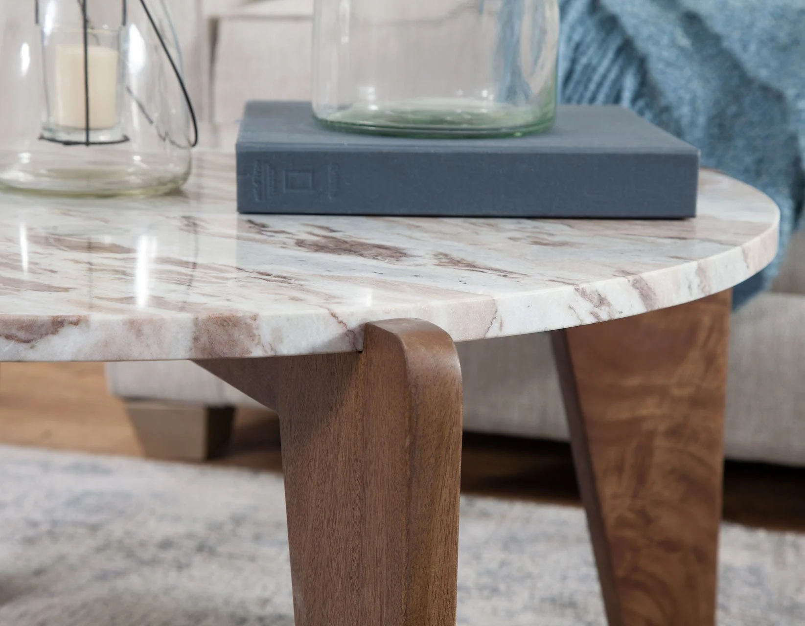 Shavon 32″ Toronto Brown Round Marble Coffee Table - Image 6