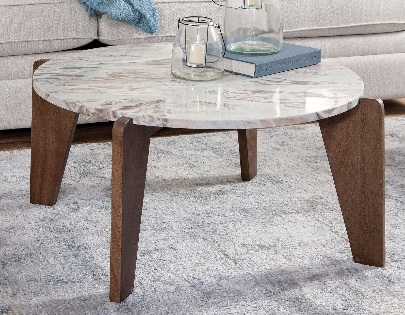 Shavon Toronto Brown 3-Piece Solid Marble Table Set - Image 2