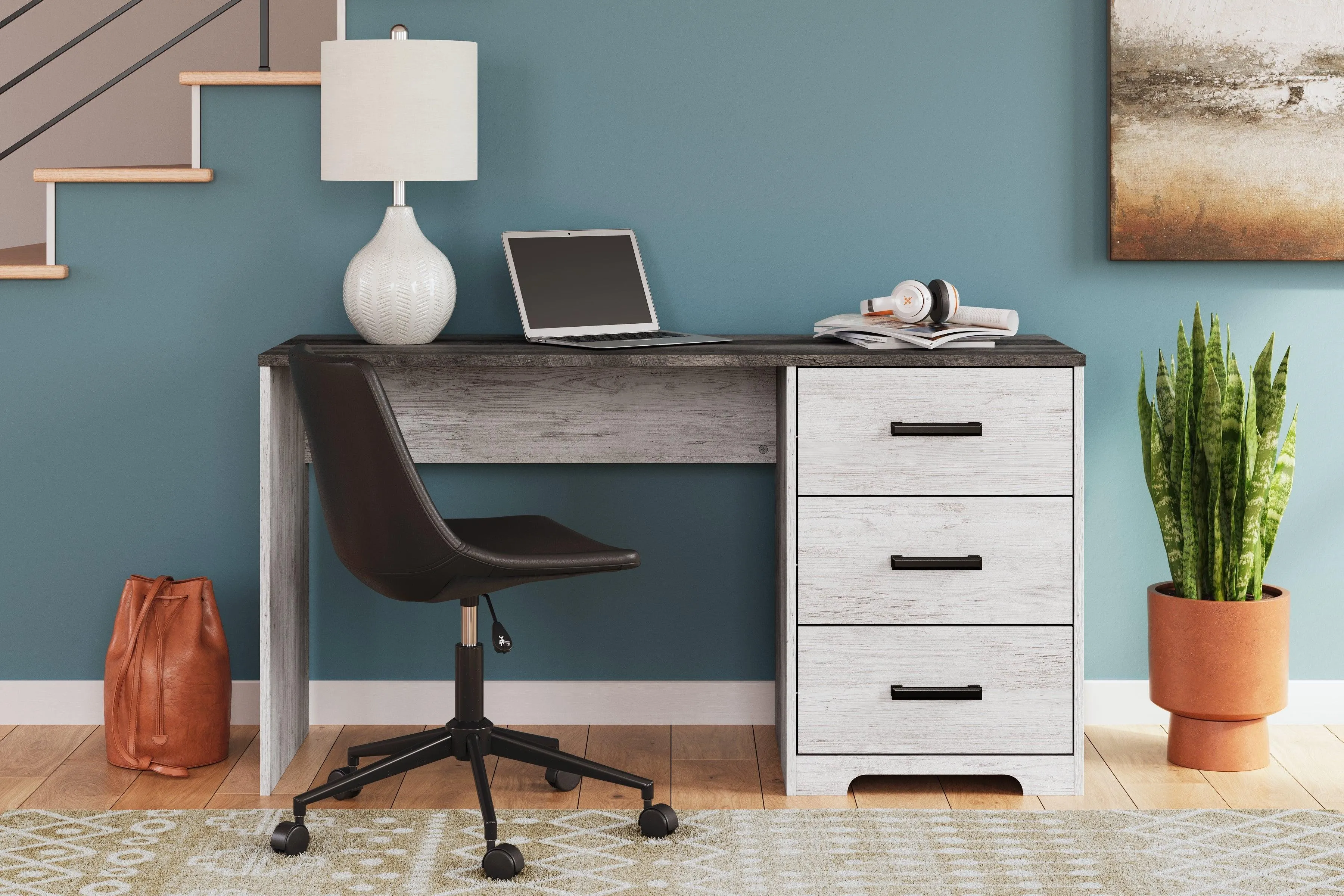 Shawburn White/Dark Charcoal Gray 54" Home Office Desk - Image 5