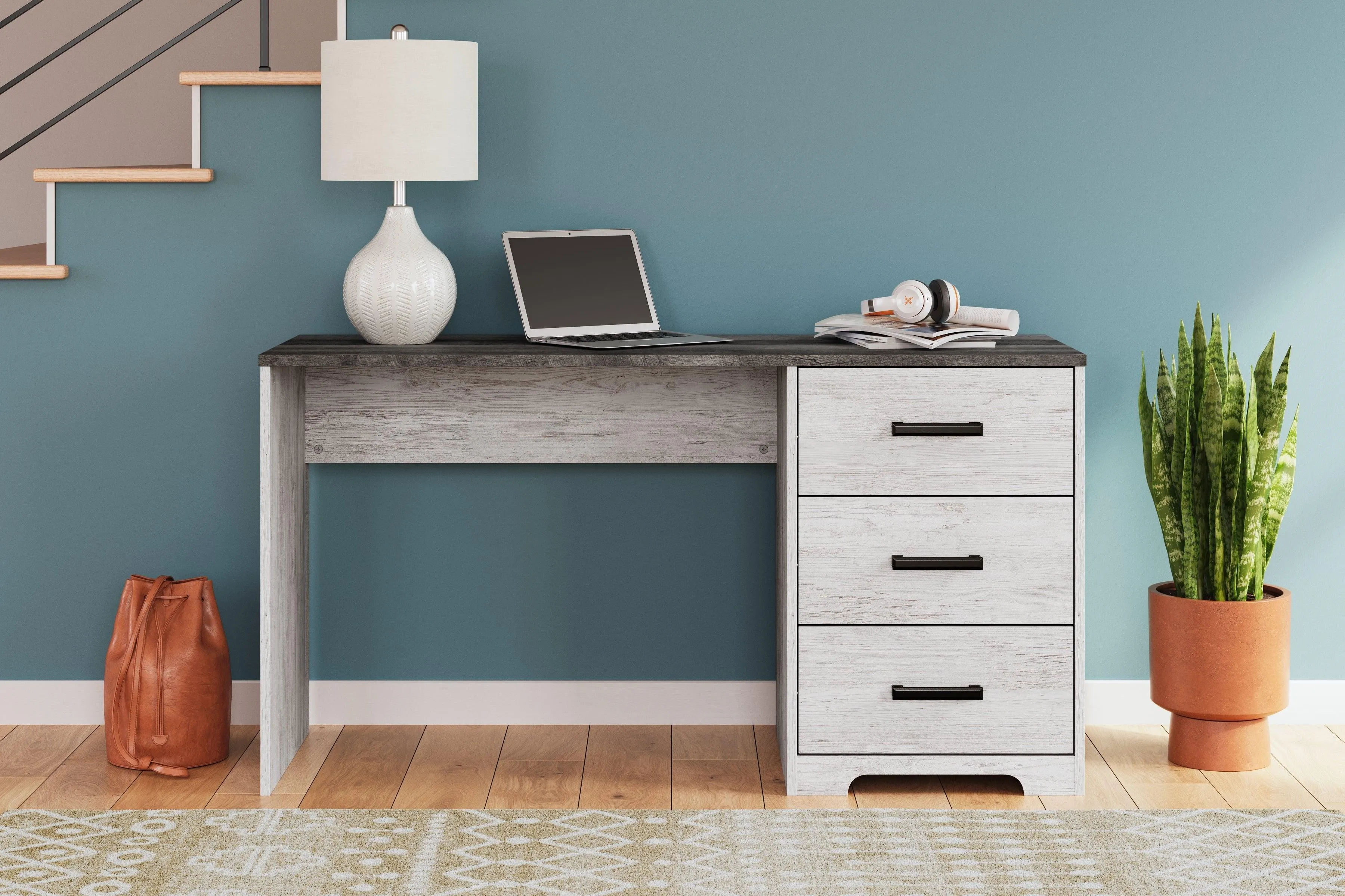 Shawburn White/Dark Charcoal Gray 54" Home Office Desk - Image 7