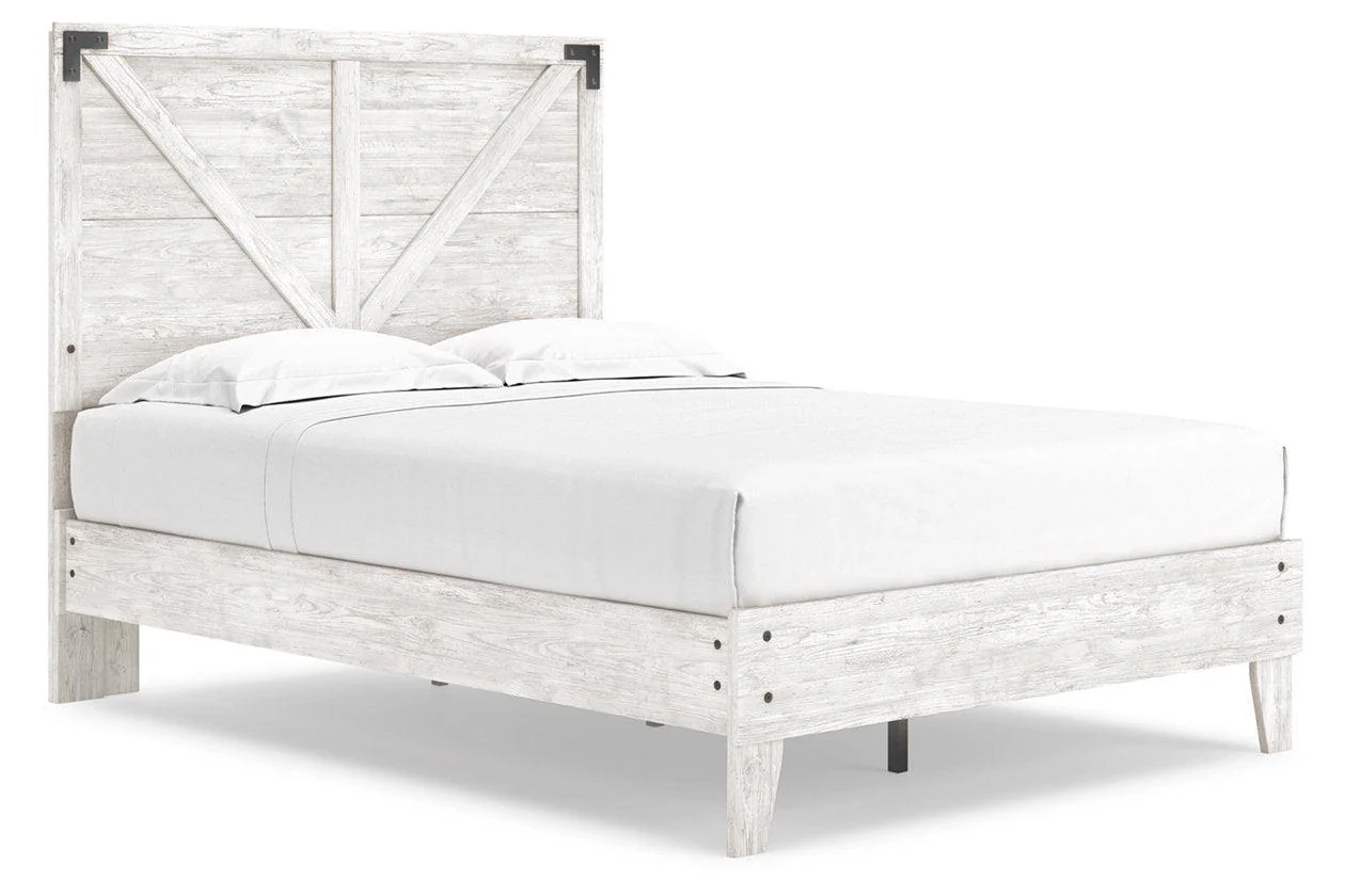 Shawburn White/Dark Charcoal Gray Full Crossbuck Panel Platform Bed - Image 9
