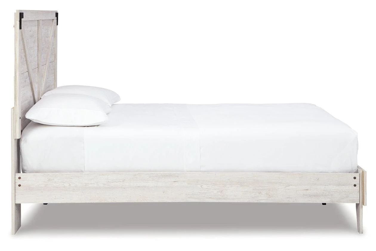 Shawburn White/Dark Charcoal Gray Queen Crossbuck Panel Platform Bed - Image 4