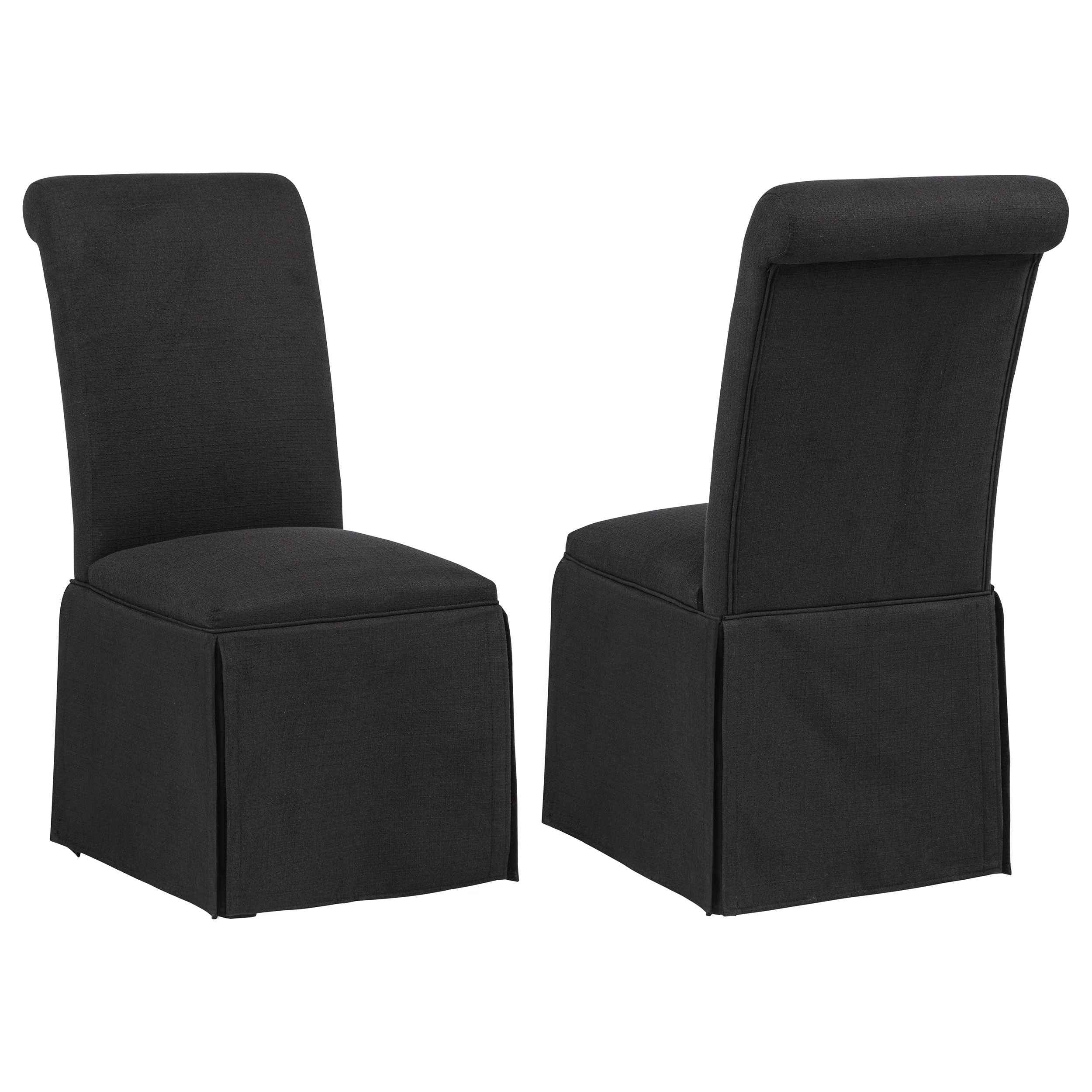 Shawna Black Upholstered Skirted Side Chair (Set of 2)